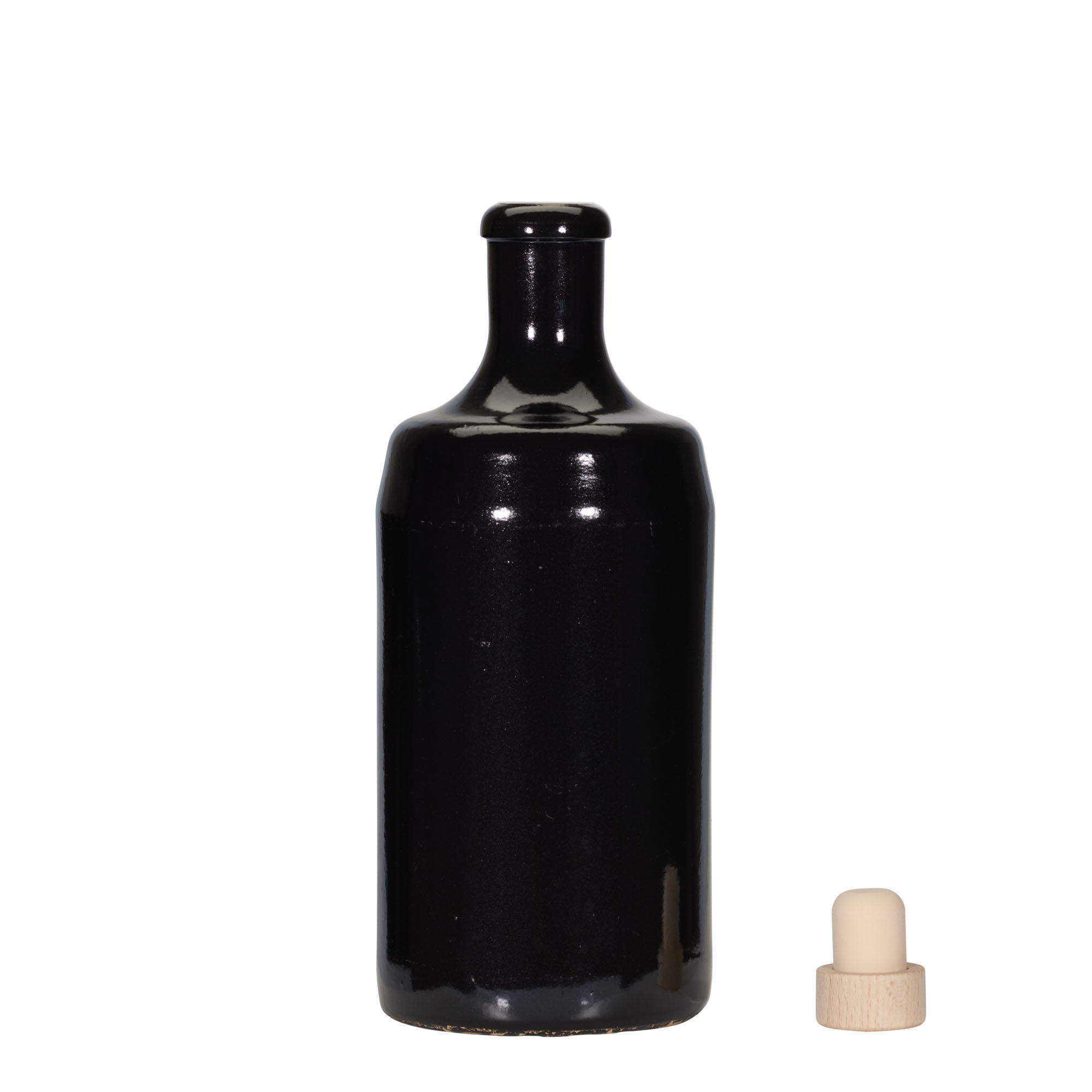 Keramische kruik 'Calvados', 700 ml, steengoed, zwart, monding: kurk