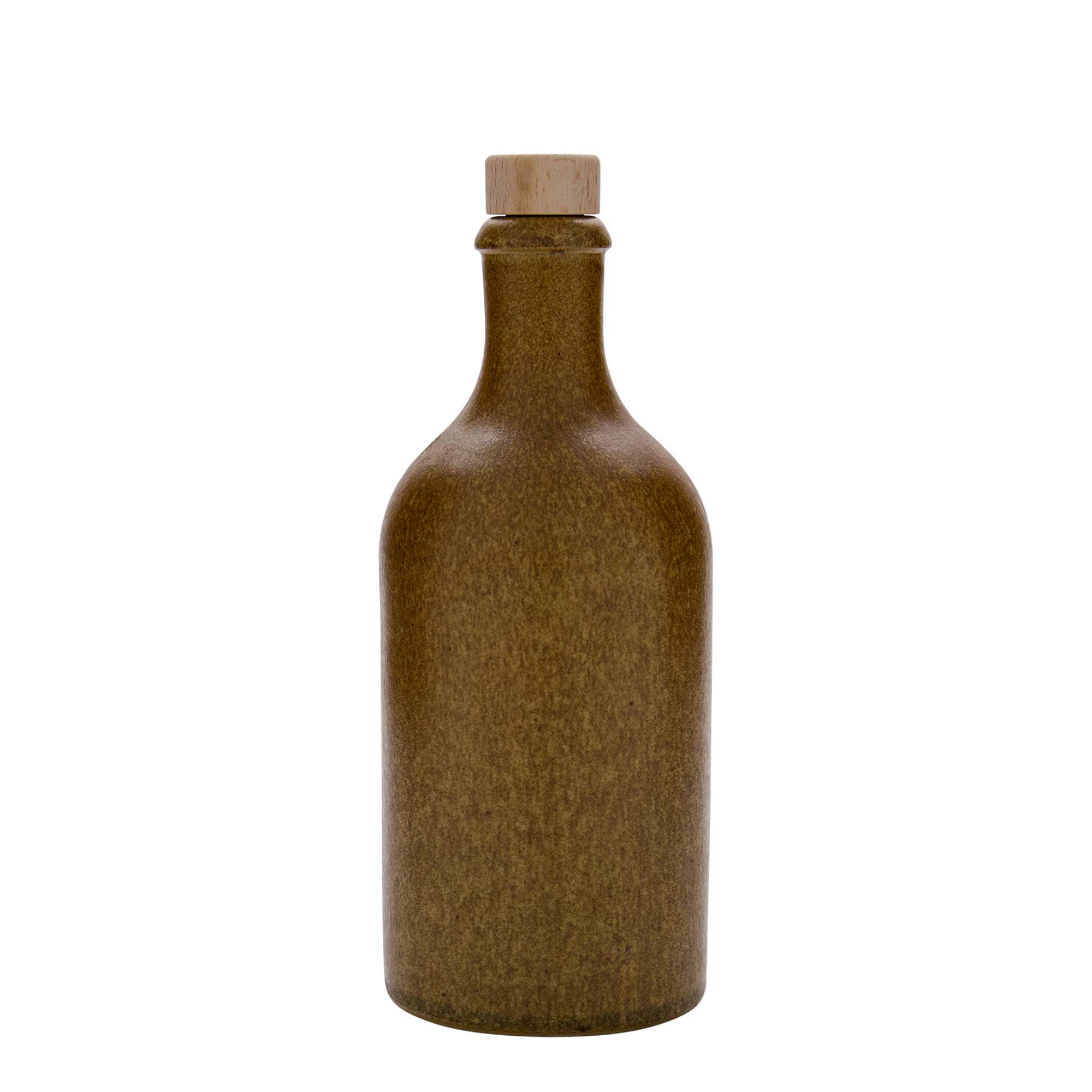 Chope en terre cuite 500 ml, grès, cristal brun, bouchage: bouchon