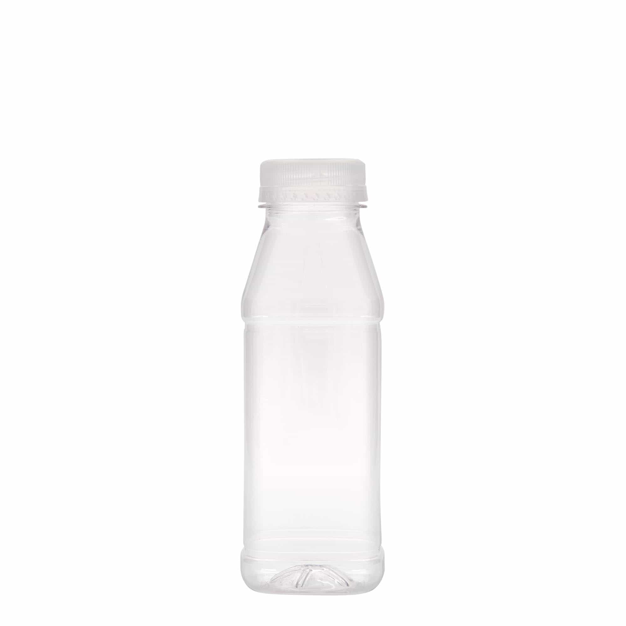 Bouteille en PET 330 ml 'Milk and Juice Carré', carrée, plastique, bouchage: 38 mm
