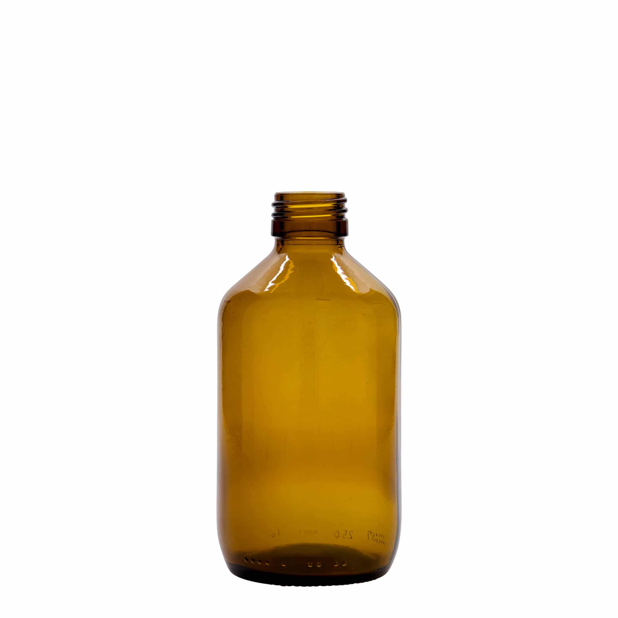 Medicijnfles, 250 ml, bruin, glas, monding: PP 28