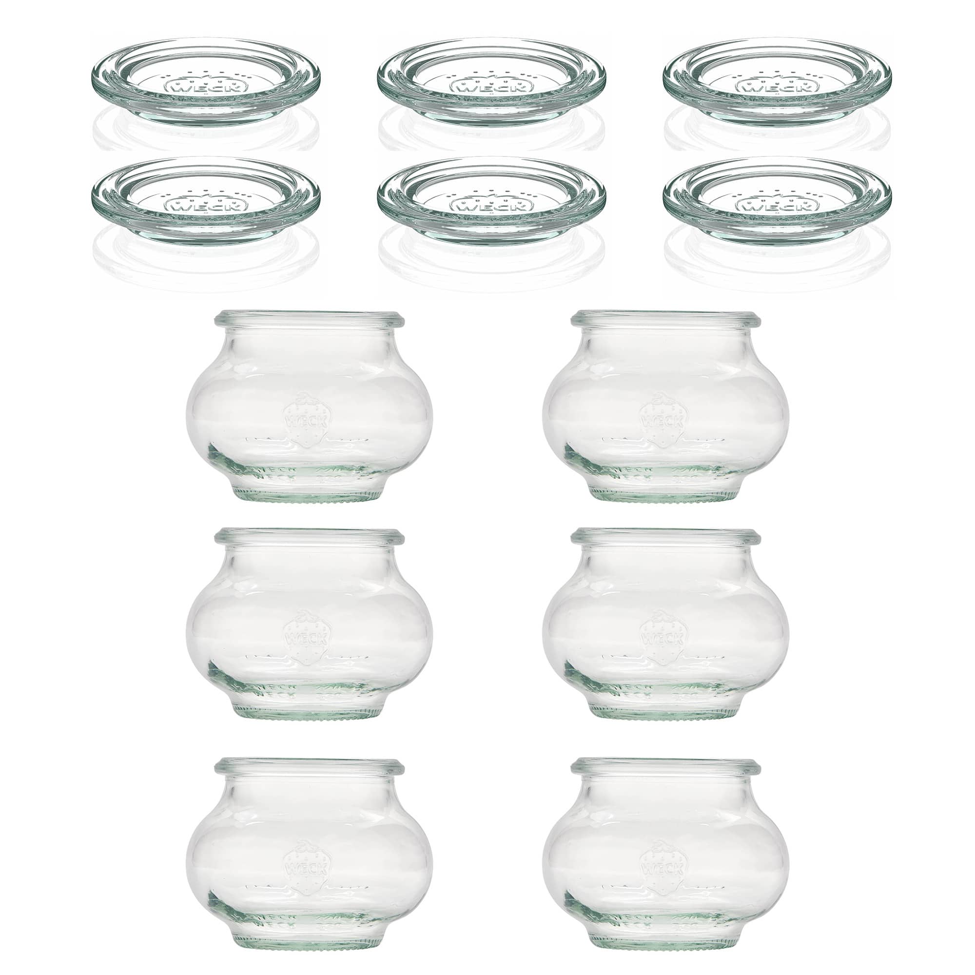 6x 220 ml WECK-sieraadglas met glazen deksel RR 60