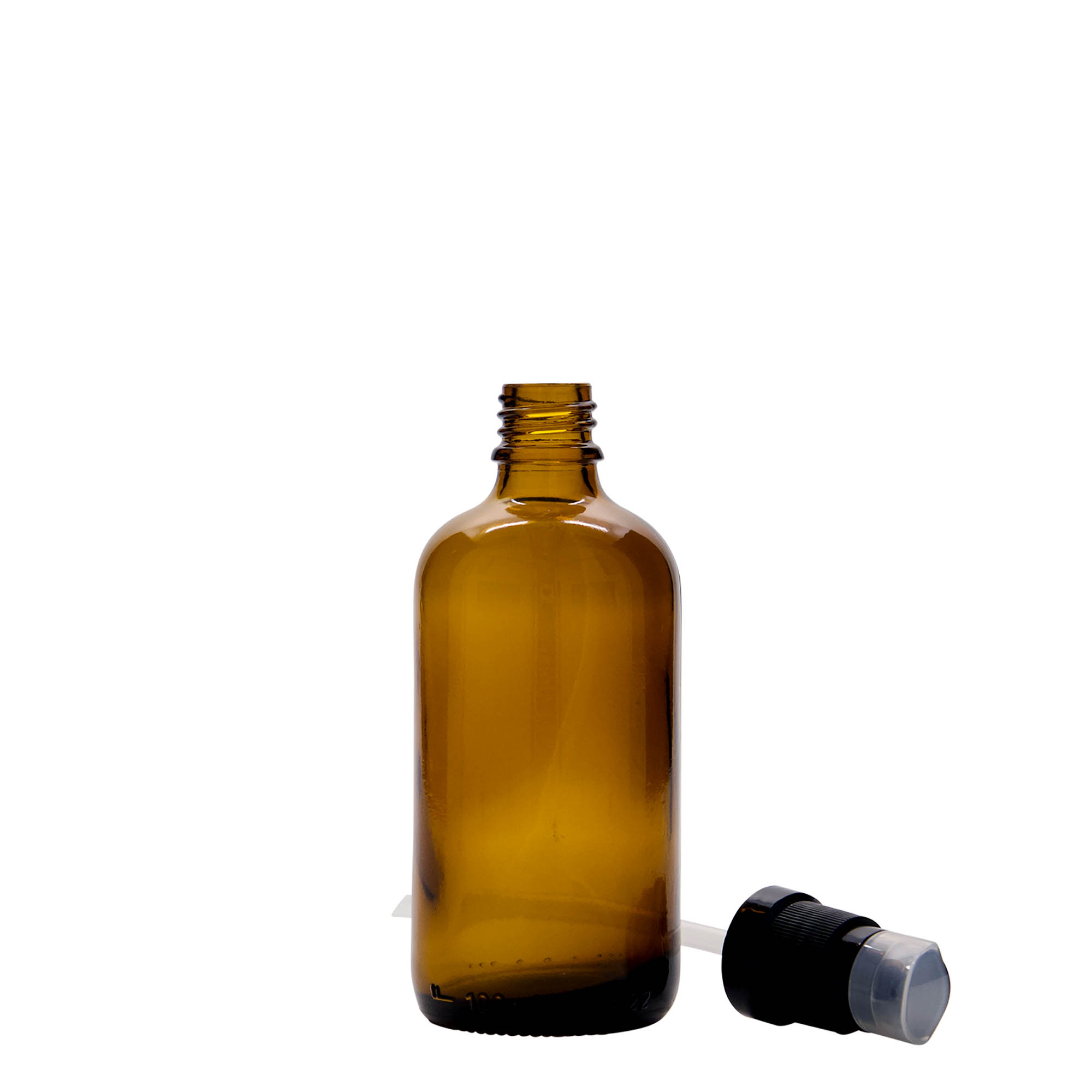 Medicijnfles met lotionpomp, 100 ml, glas, bruin, monding: DIN 18