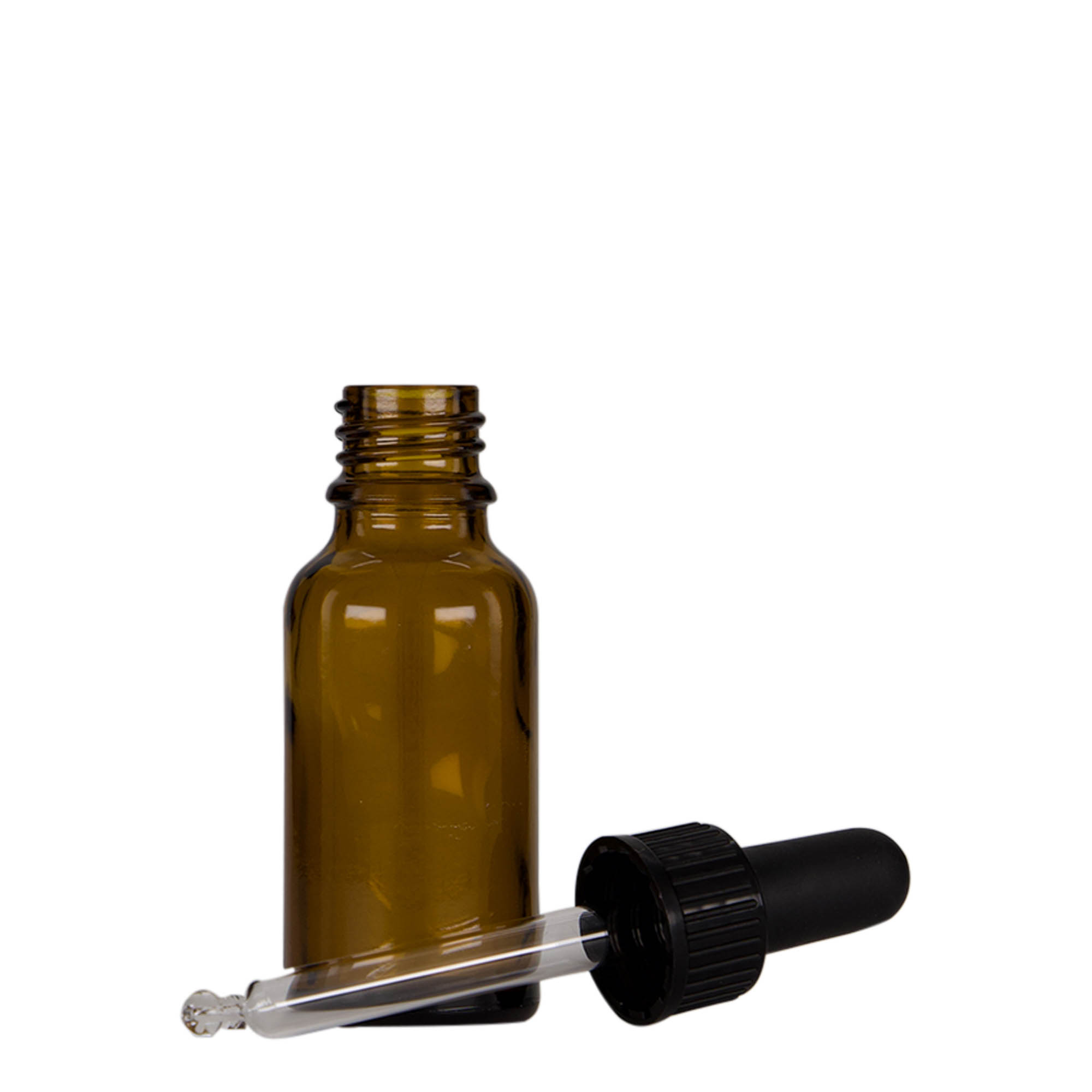 Pipetflesje medicijn, 20 ml, glas, bruin-zwart, monding: DIN 18 Pipetflesje medicijn, 20 ml, glas, bruin-zwart, monding: DIN 18