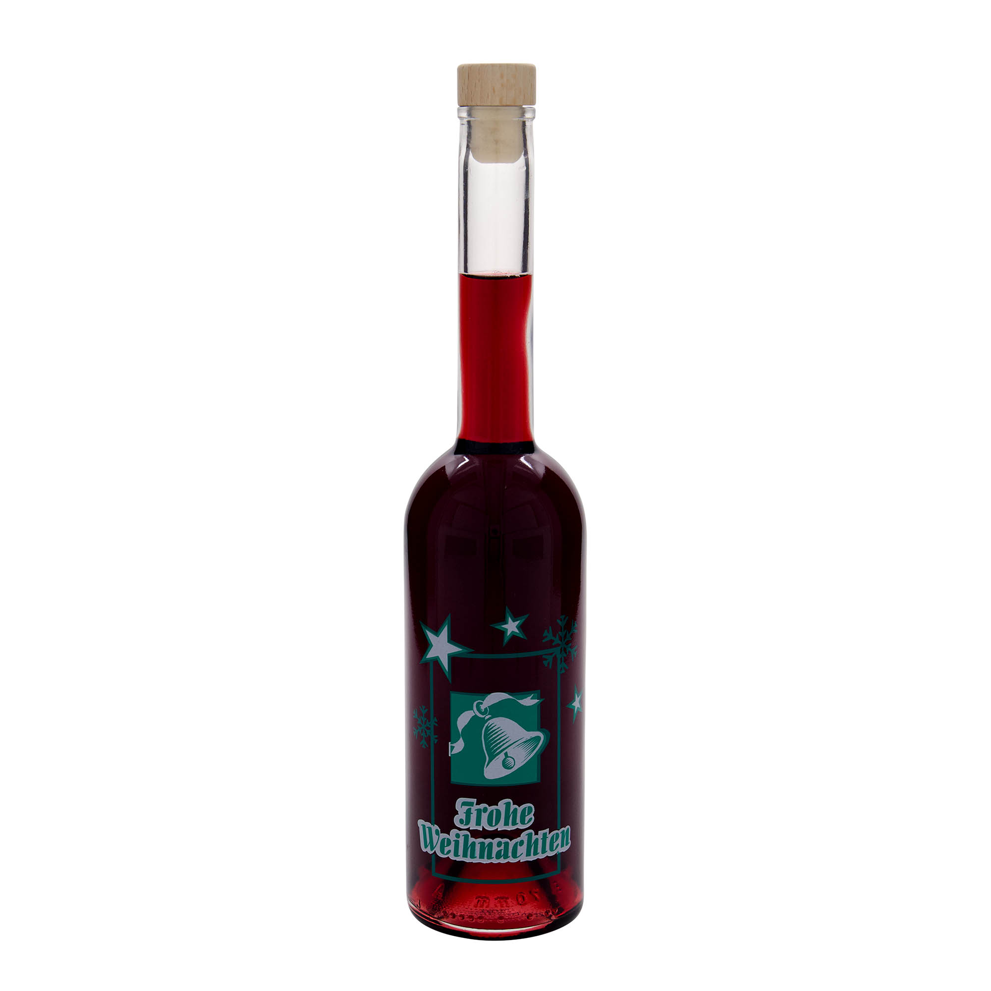 Bouteille en verre 500 ml 'Opera', motif : joyeux Noël, bouchage: bouchon