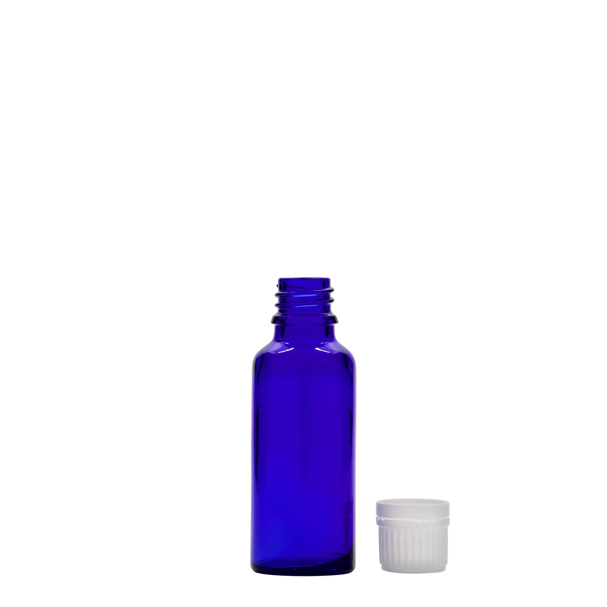 Flacon pharmaceutique 30 ml , verre, bleu roi, bouchage: DIN 18 Flacon pharmaceutique 30 ml , verre, bleu roi, bouchage: DIN 18