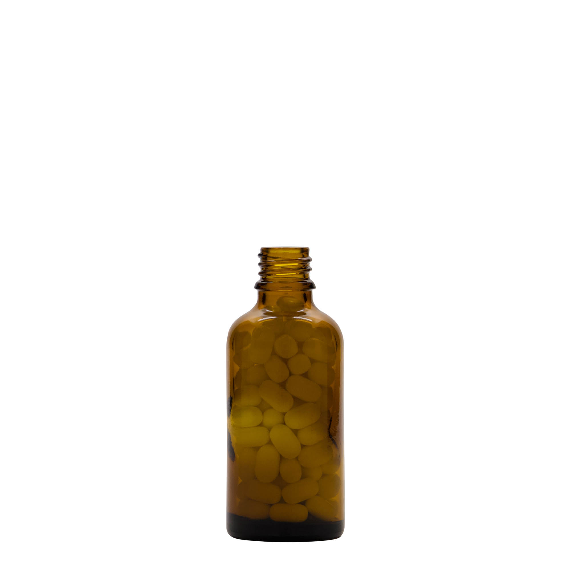 Flacon pharmaceutique 50 ml, verre, brun, bouchage: DIN 18 Flacon pharmaceutique 50 ml, verre, brun, bouchage: DIN 18