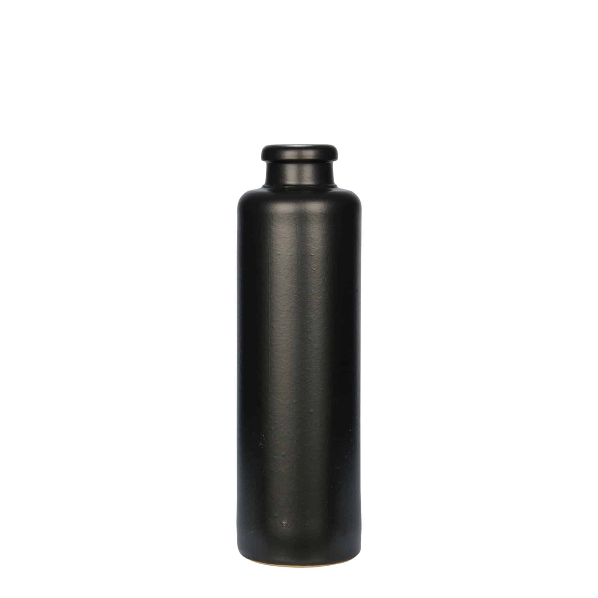 Keramische kruik, 200 ml, steengoed, zwart, monding: kurk