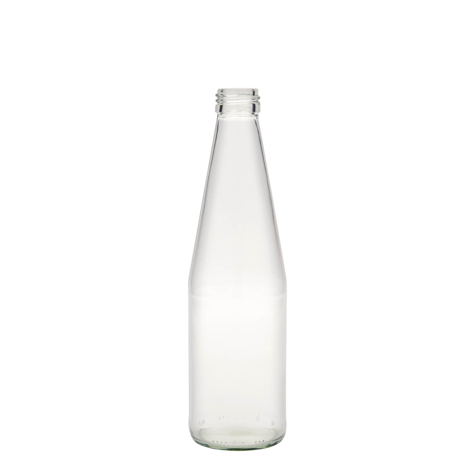 Bouteille universelle en forme de carotte 330 ml, verre, bouchage: PP 28 Bouteille universelle en forme de carotte 330 ml, verre, bouchage: PP 28