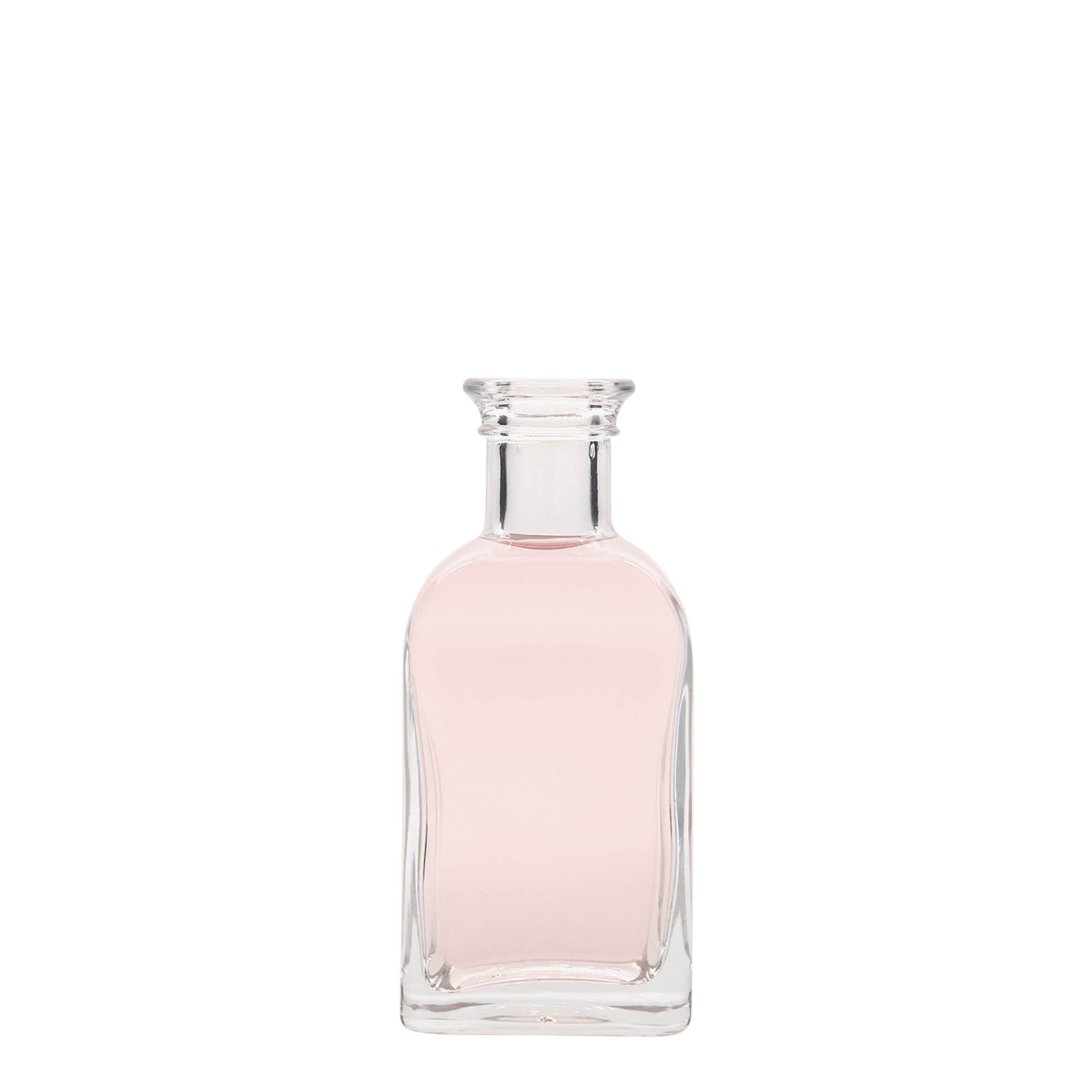 Glazen fles Apotheker carré, 100 ml, vierkant, monding: kurk Glazen fles Apotheker carré, 100 ml, vierkant, monding: kurk