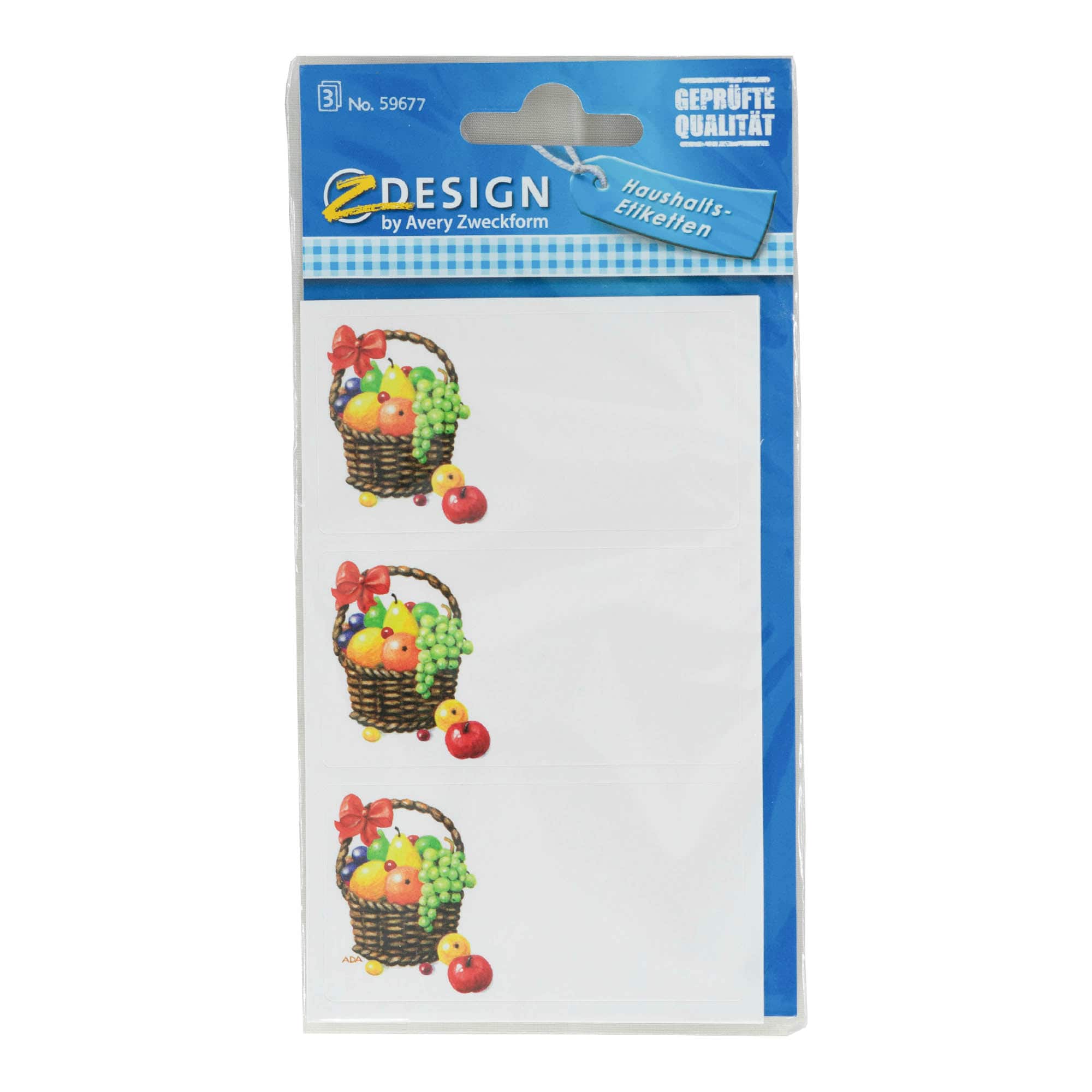 Étiquettes usage spécial 'Panier de fruits', rectangulaire, papier, multicolore