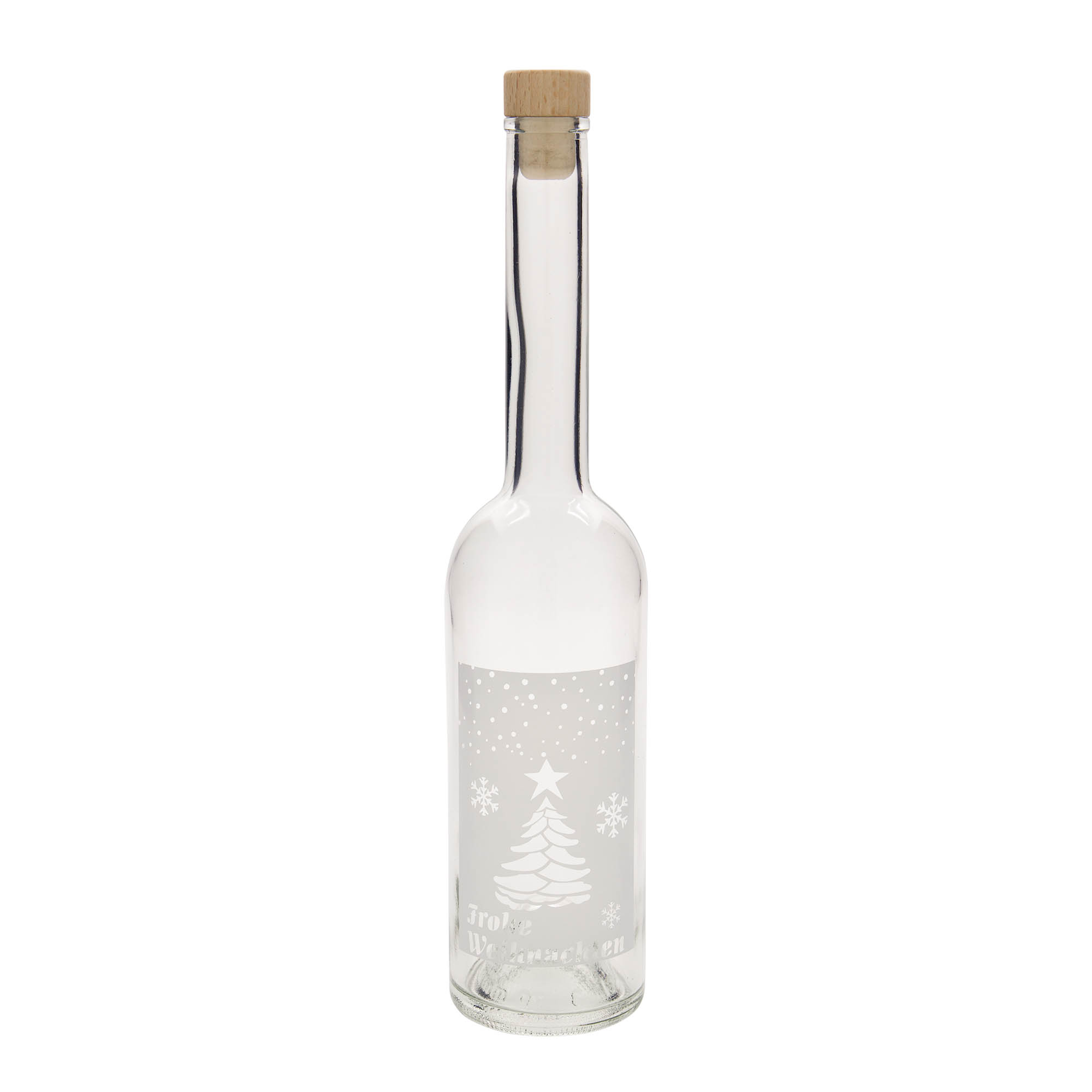 Bouteille en verre 500 ml 'Opera', motif : Noël blanc, bouchage: bouchon