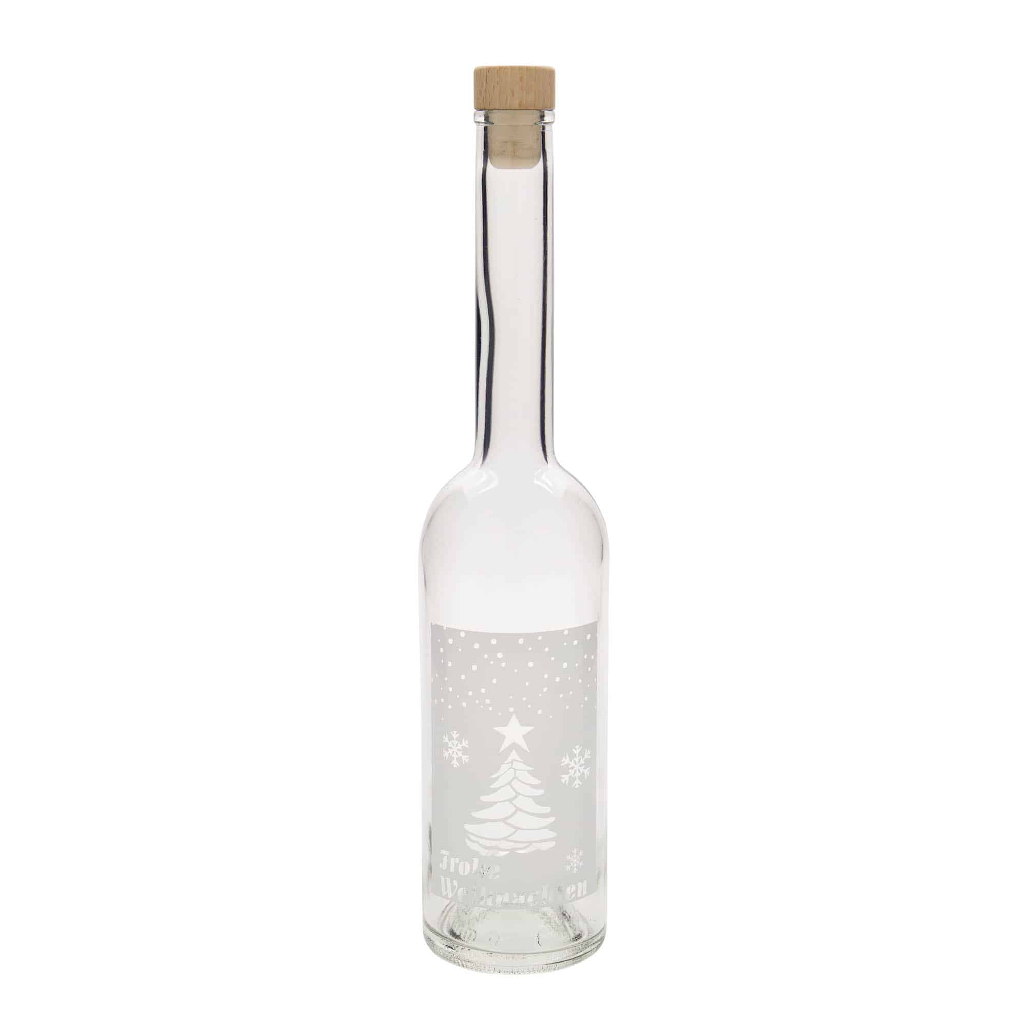 Bouteille en verre 500 ml 'Opera', motif : Noël blanc, bouchage: bouchon