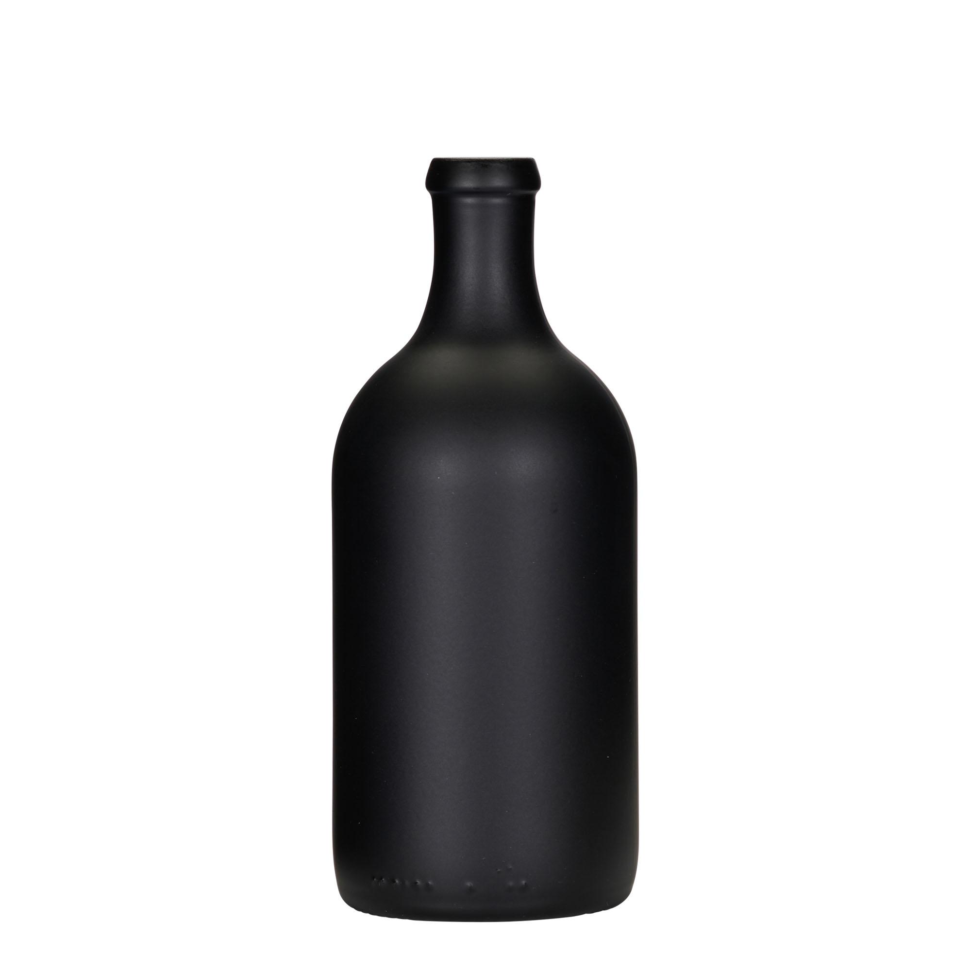 Glazen fles 'Ginevra Leggera', 500 ml, zwart, monding: kurk Glazen fles 'Ginevra Leggera', 500 ml, zwart, monding: kurk