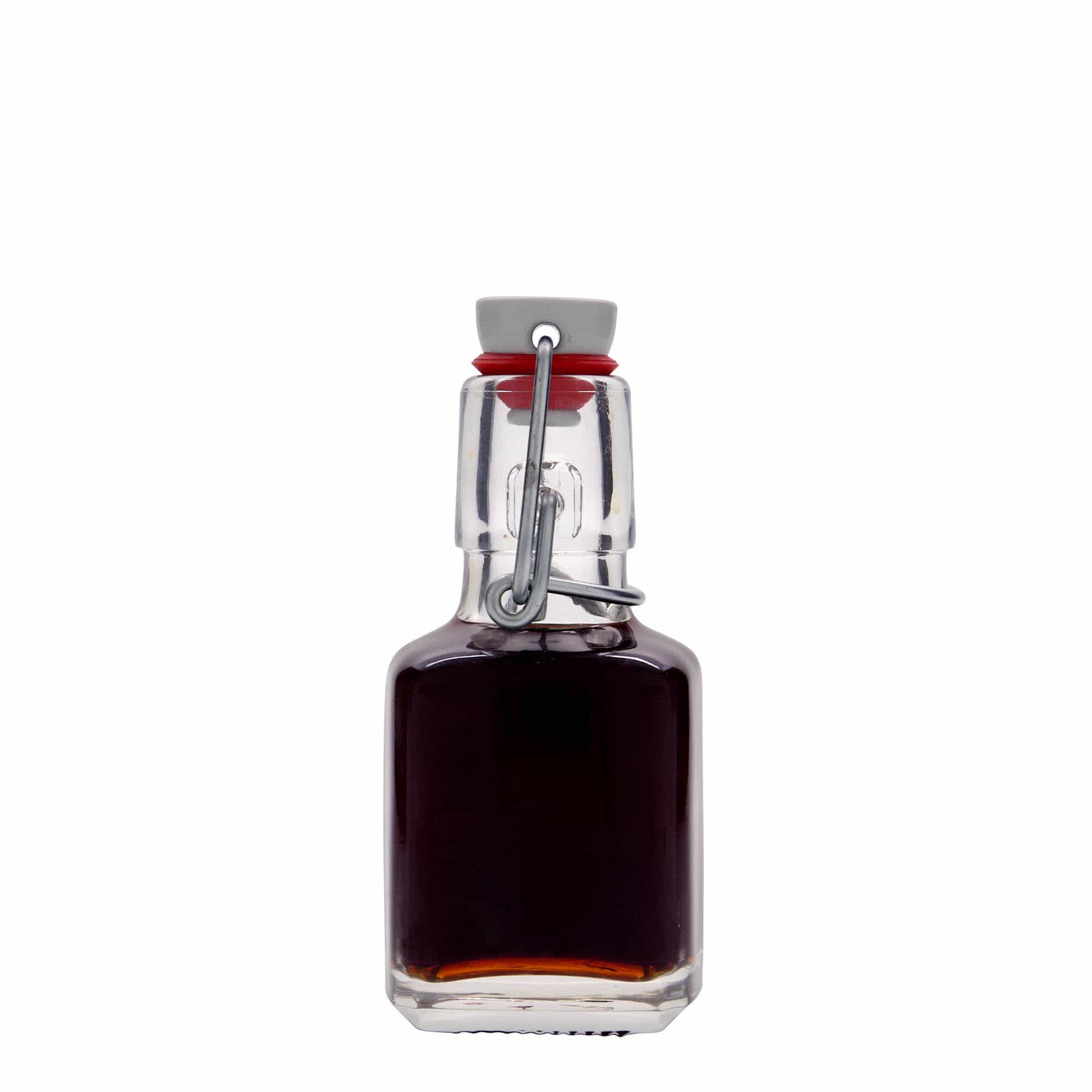 Glazen fles 'Kubica', 100 ml, vierkant, monding: beugelsluiting