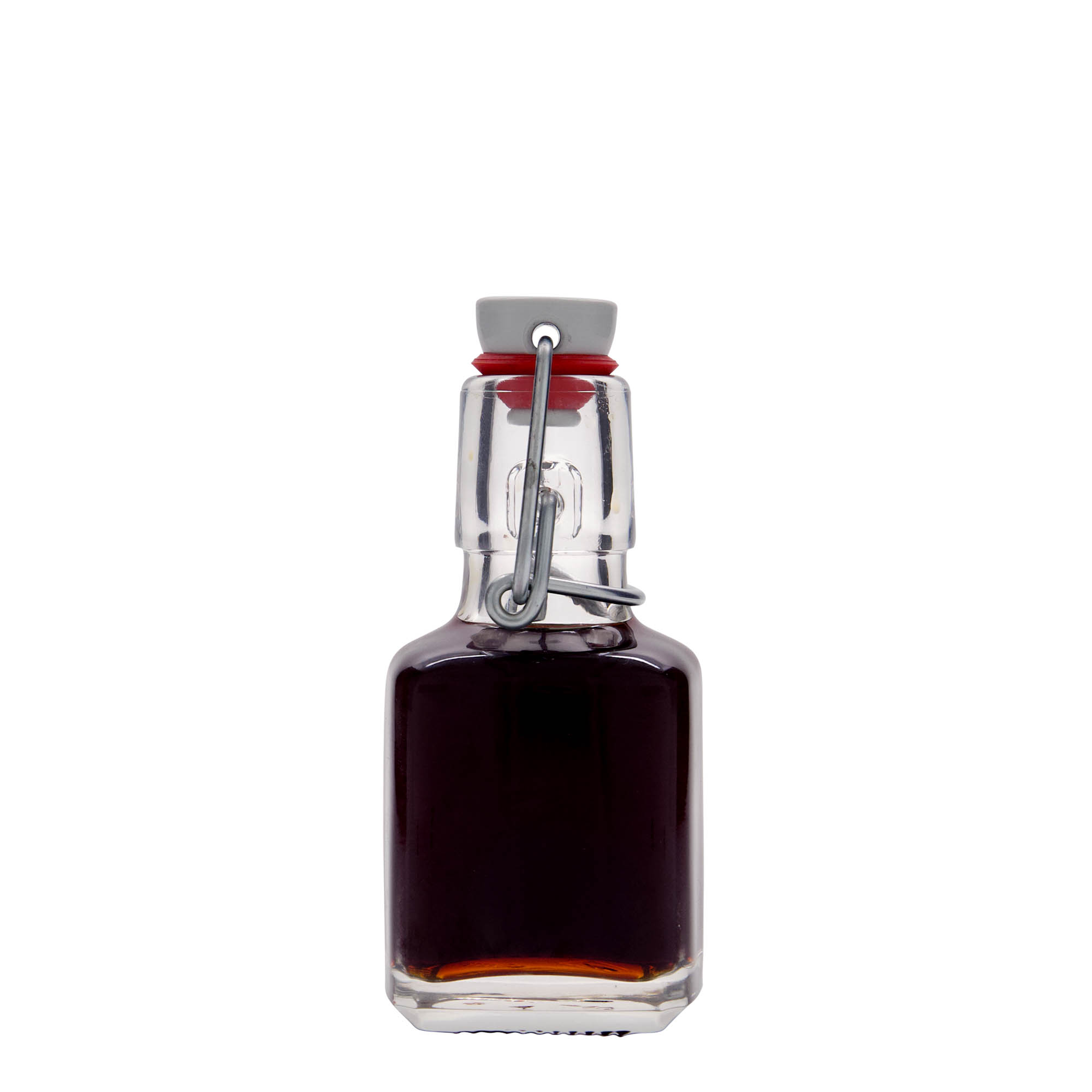 Glazen fles 'Kubica', 100 ml, vierkant, monding: beugelsluiting
