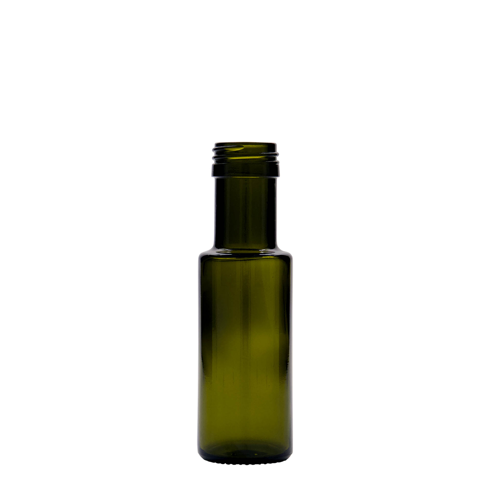 Bouteille en verre 100 ml 'Dorica', vert antique, bouchage: PP 31,5 Bouteille en verre 100 ml 'Dorica', vert antique, bouchage: PP 31,5