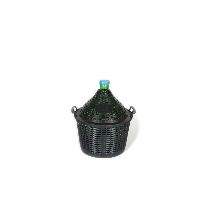 Dame-jeanne 15 l à col étroit, verre, verte, bouchage: couvercle cloche