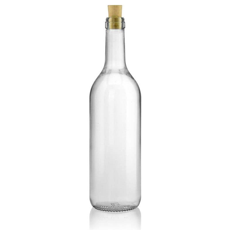 Glazen fles 'Bordeaux', 750 ml, monding: kurk Glazen fles 'Bordeaux', 750 ml, monding: kurk