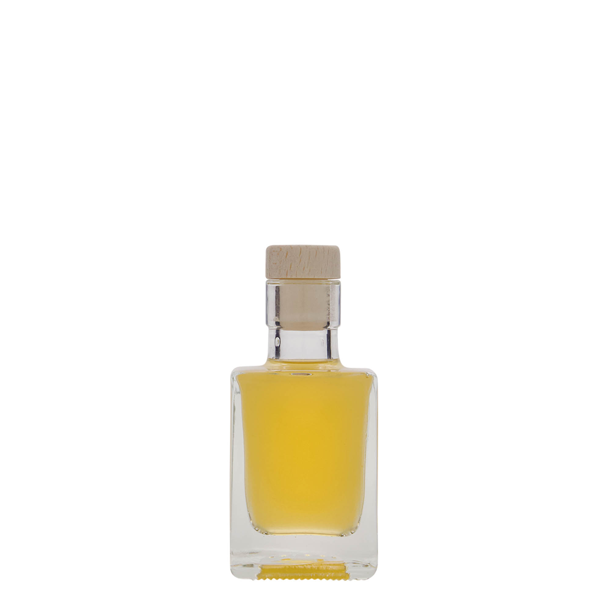 Glazen fles 'Cube', 50 ml, vierkant, monding: kurk Glazen fles 'Cube', 50 ml, vierkant, monding: kurk