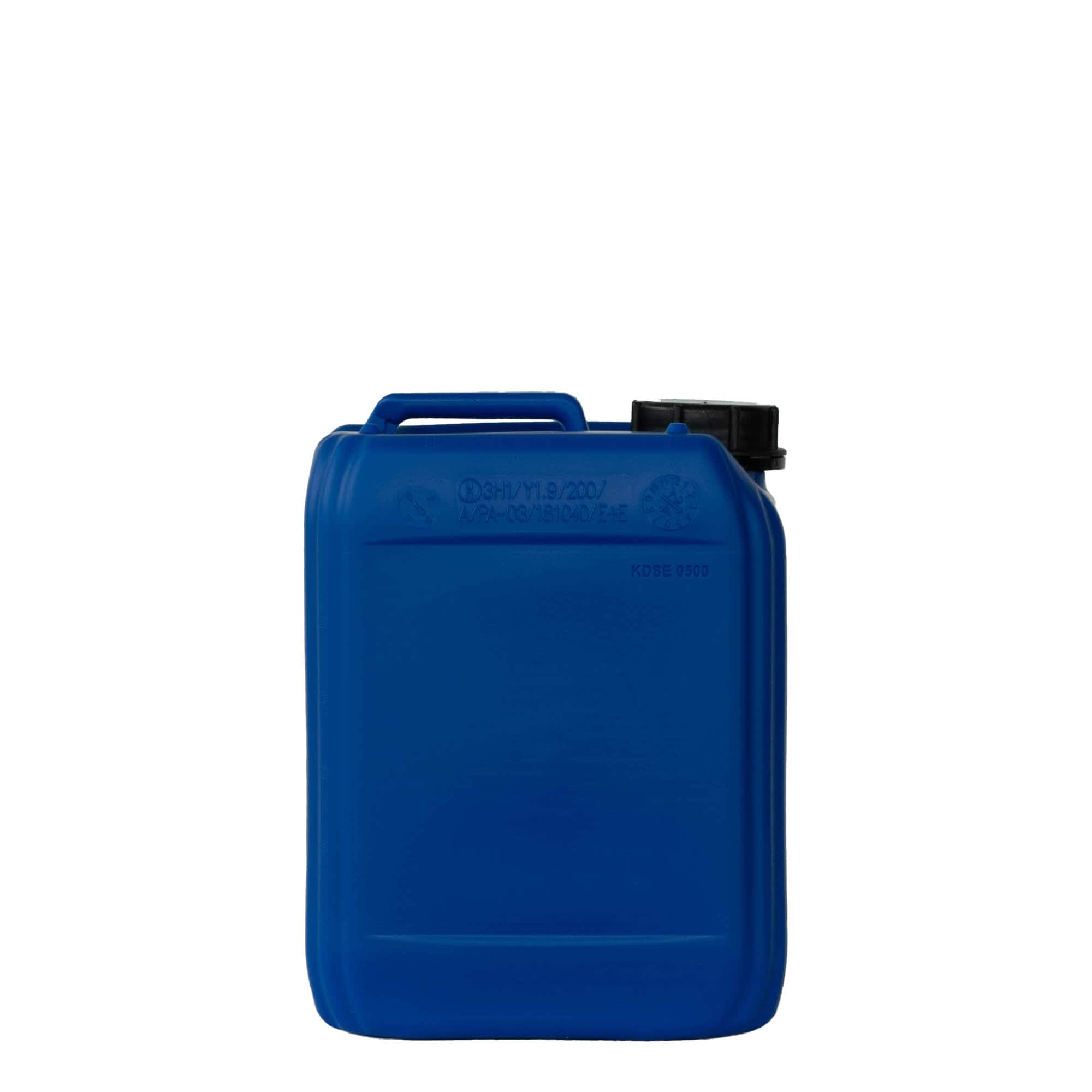 Bidon 5 l, rectangulaire, plastique PEHD, bleu, bouchage: ND 55