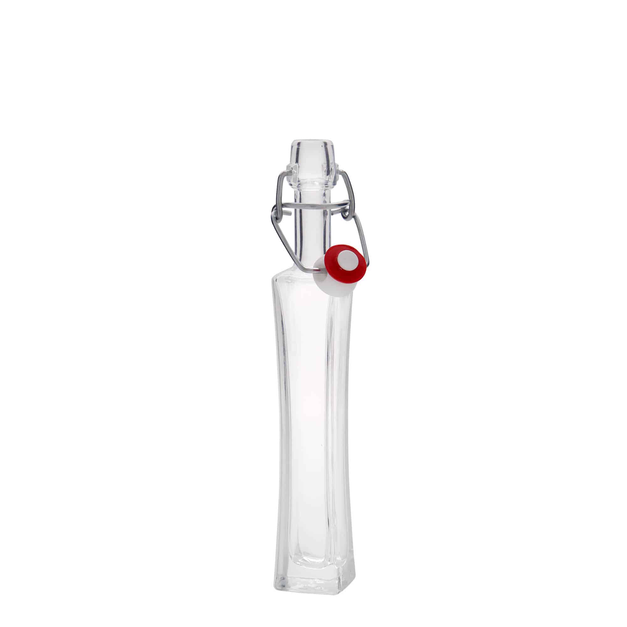 Glazen fles 'Koko', 40 ml, vierkant, monding: beugelsluiting