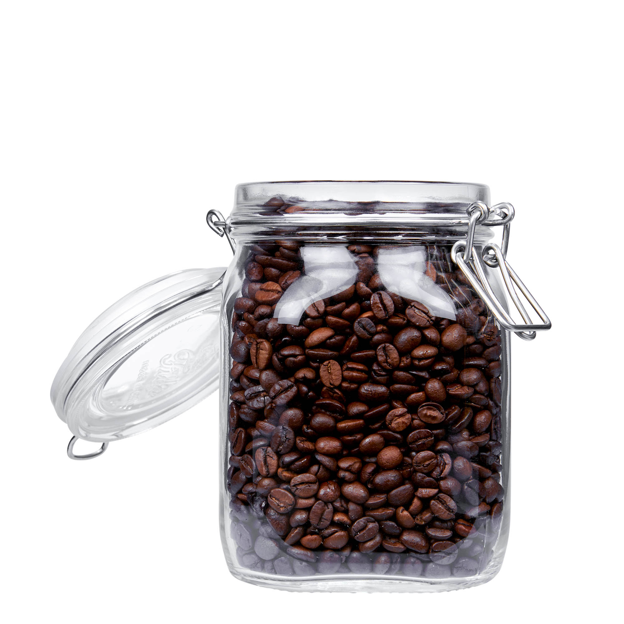 Pot met beugelsluiting 'Fido', 1000 ml, vierkant, monding: beugelsluiting Pot met beugelsluiting 'Fido', 1000 ml, vierkant, monding: beugelsluiting