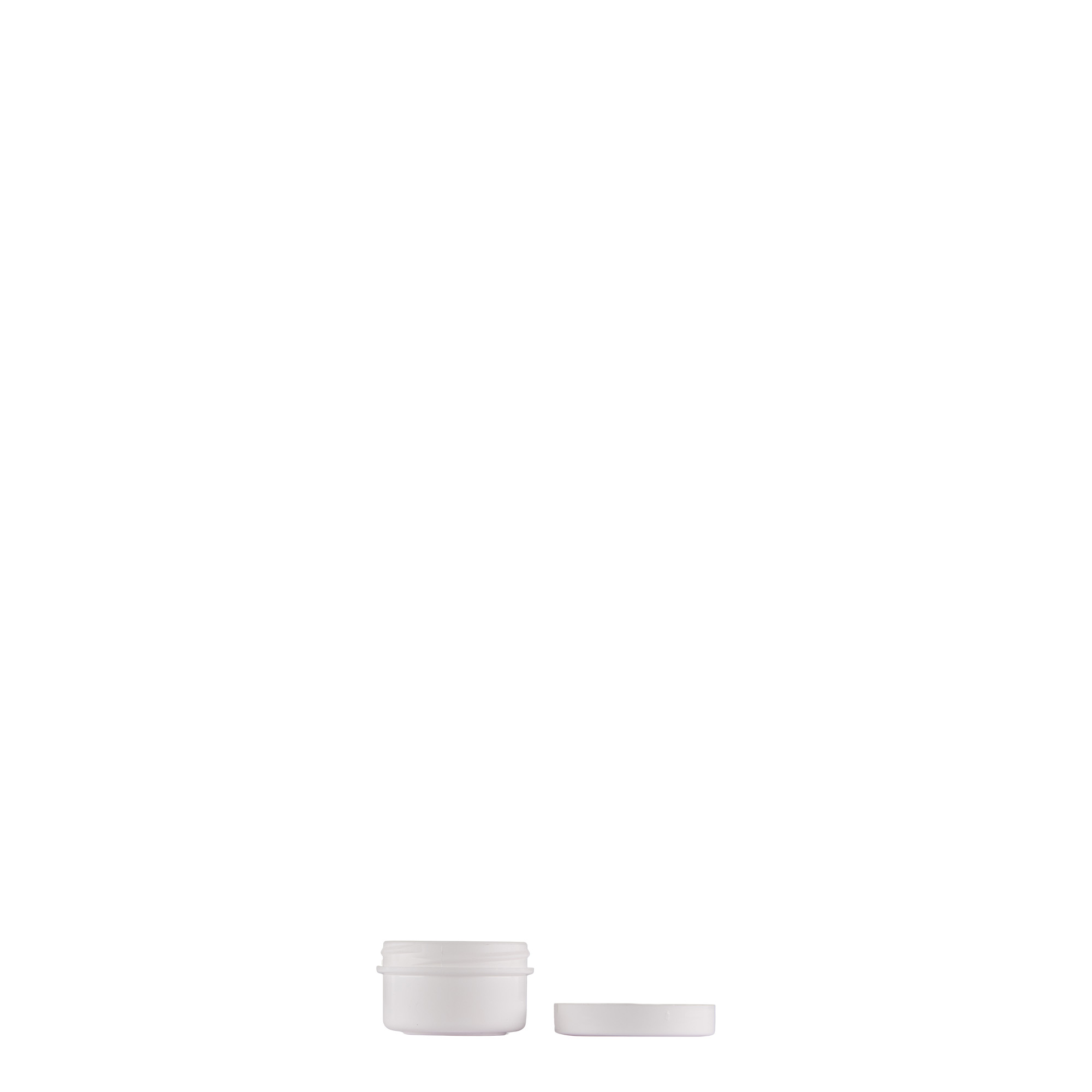 Plastic pot 'White Line', 6 ml, PP, wit, monding: schroefsluiting Plastic pot 'White Line', 6 ml, PP, wit, monding: schroefsluiting