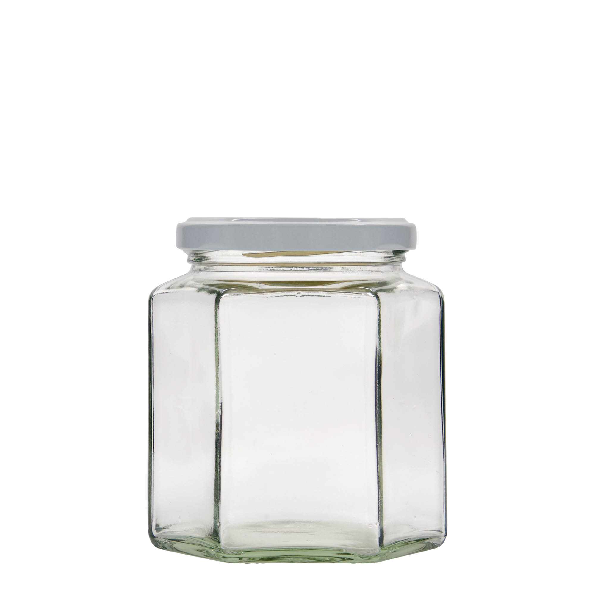 Hexagonale pot, 390 ml, monding: twist-off (TO 70) Hexagonale pot, 390 ml, monding: twist-off (TO 70)
