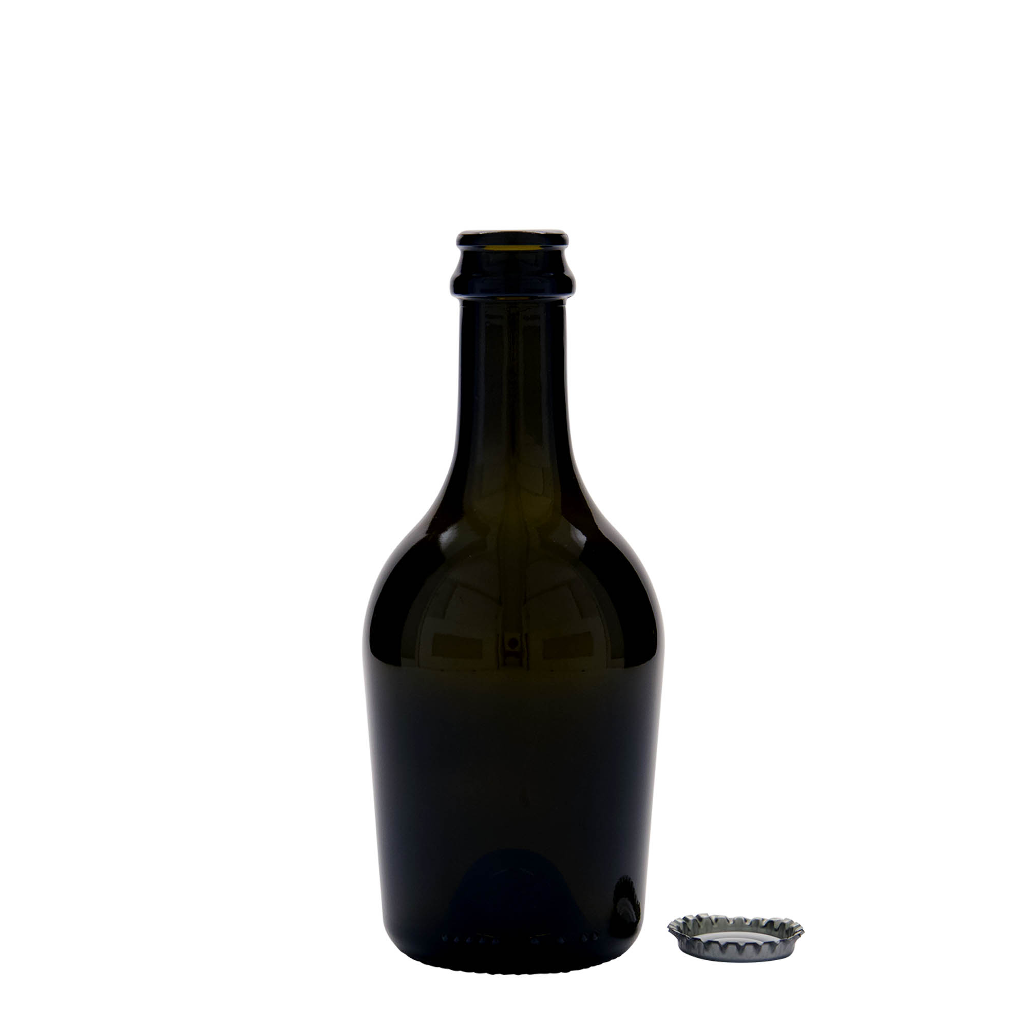 Bier-/champagnefles 'Butterfly', 330 ml, glas, antiekgroen, monding: kroonkurk Bier-/champagnefles 'Butterfly', 330 ml, glas, antiekgroen, monding: kroonkurk