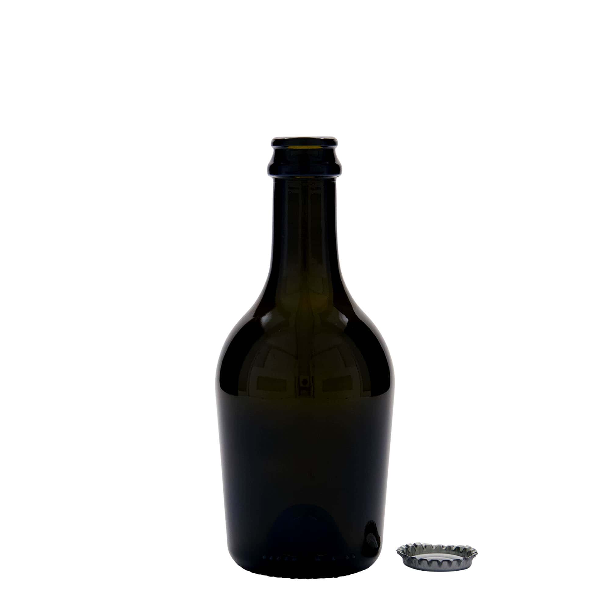 Bouteille de bière / de Champagne 330 ml « Butterfly », verre, vert antique, bouchage: capsules couronnes