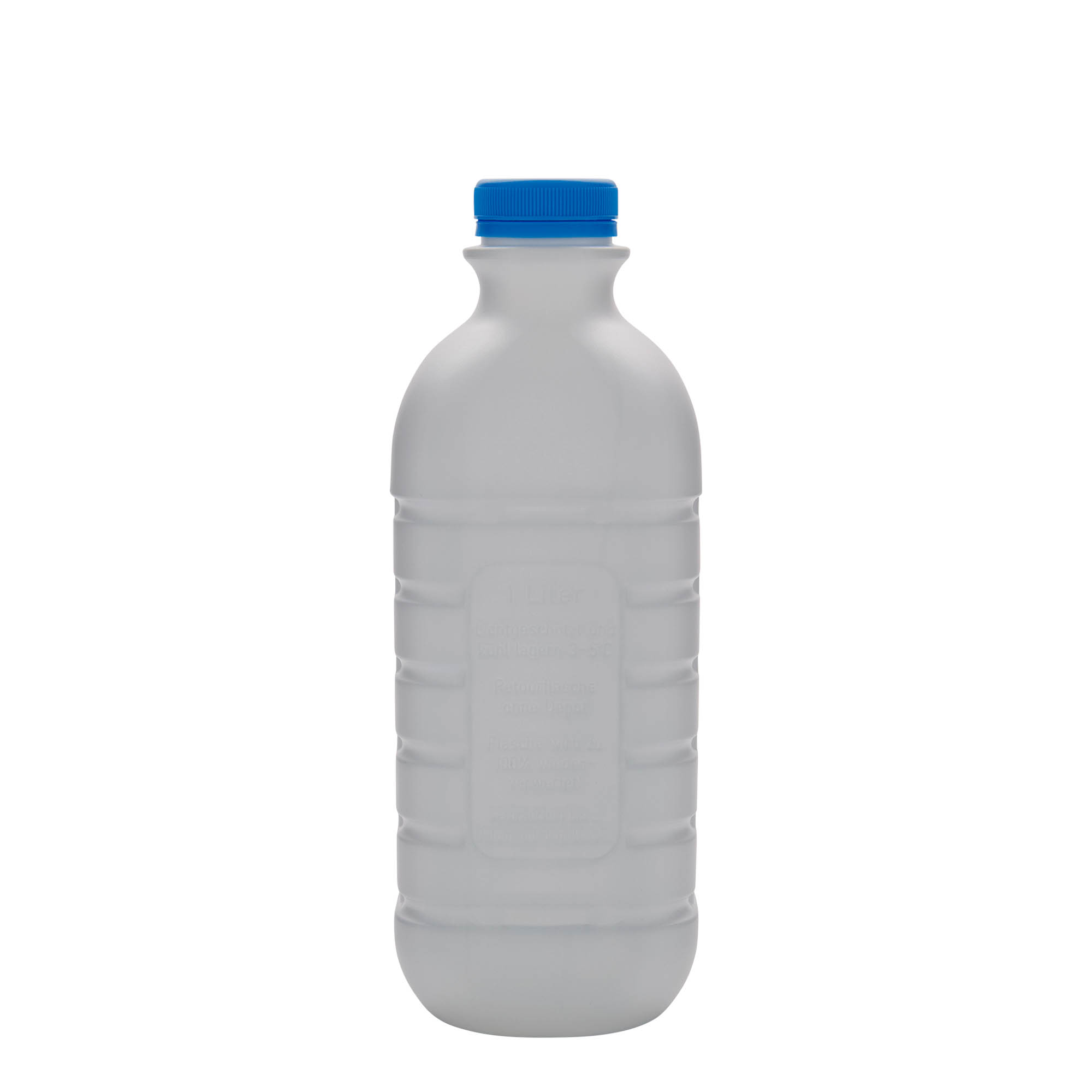 Melkfles, 1000 ml, rechthoekig, HDPE-kunststof, wit, monding: PEHD40