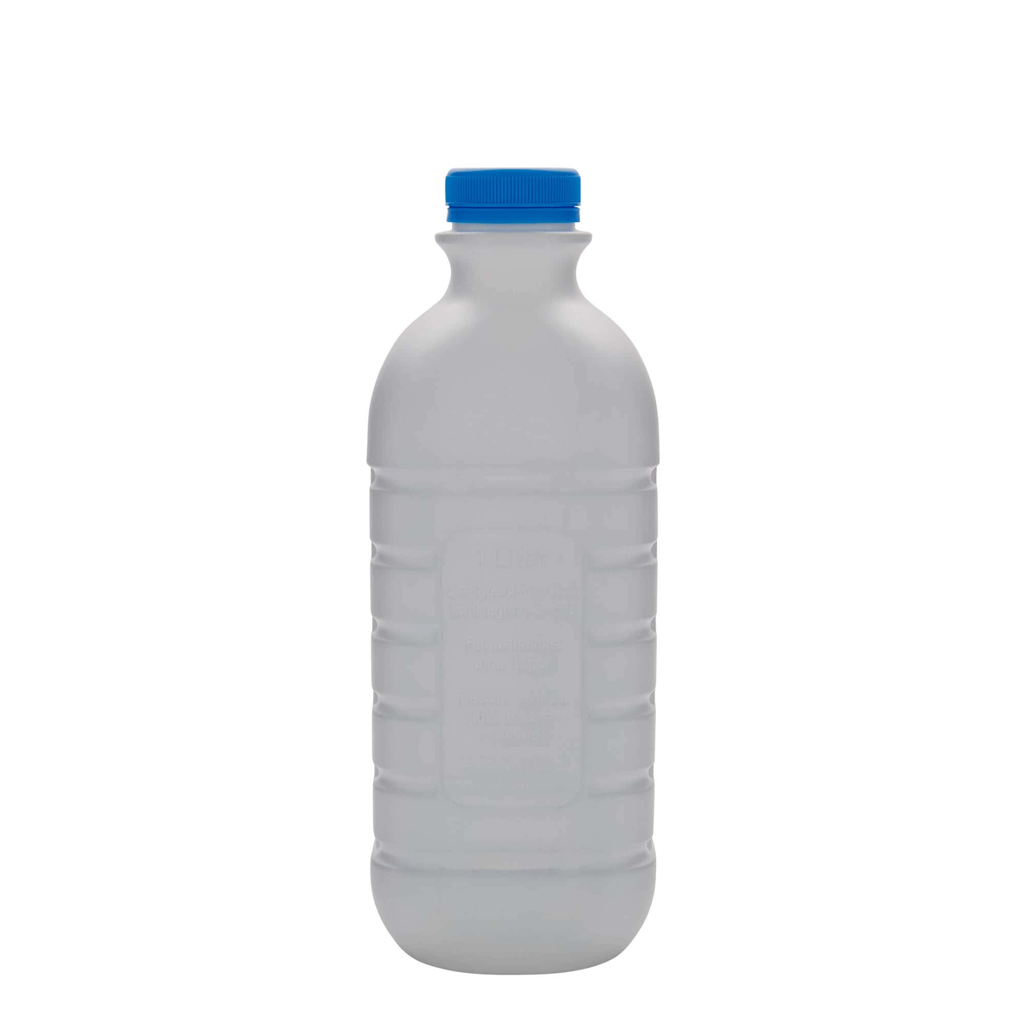 Melkfles, 1000 ml, rechthoekig, HDPE-kunststof, wit, monding: PEHD40