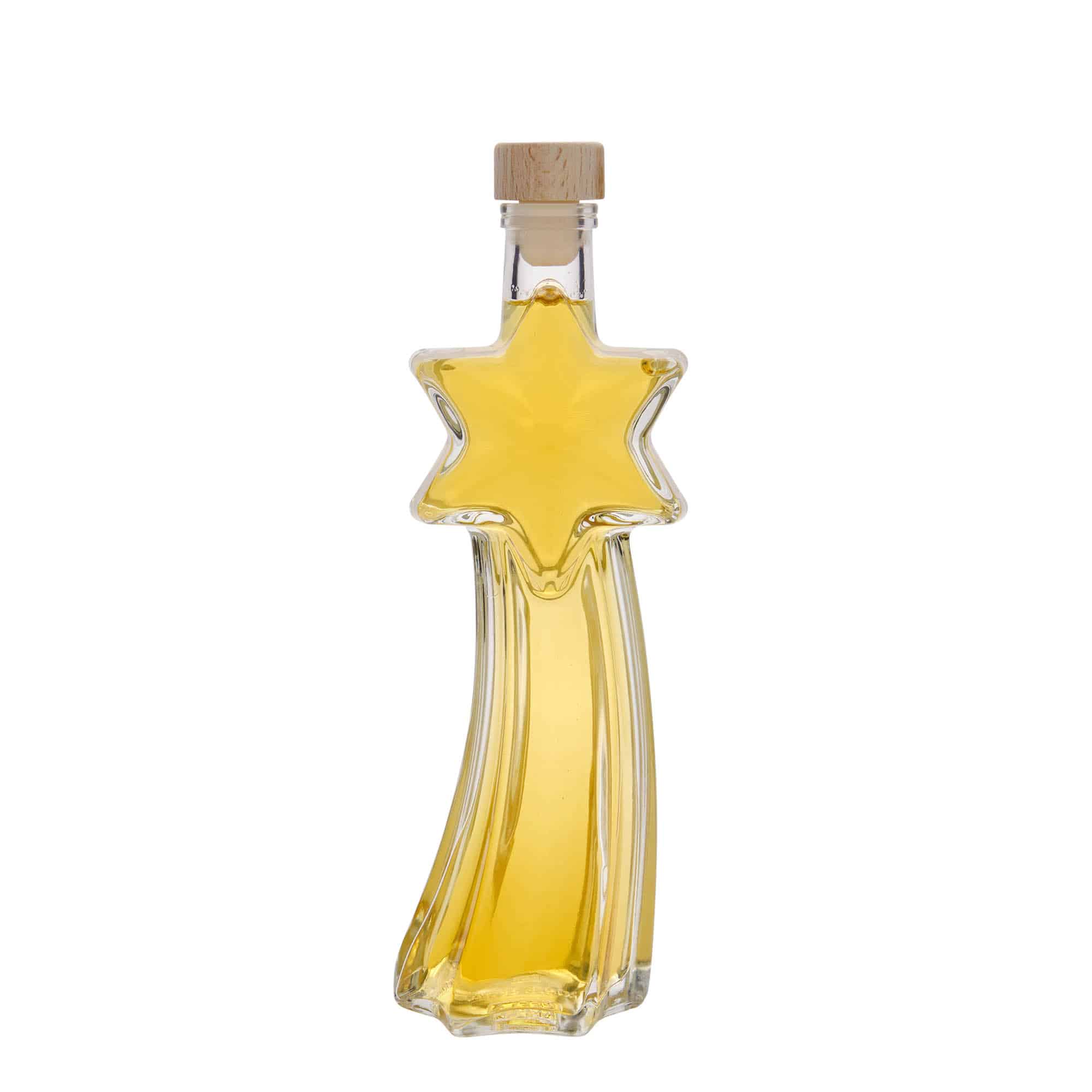 Glazen fles 'Vallende ster', 200 ml, monding: kurk