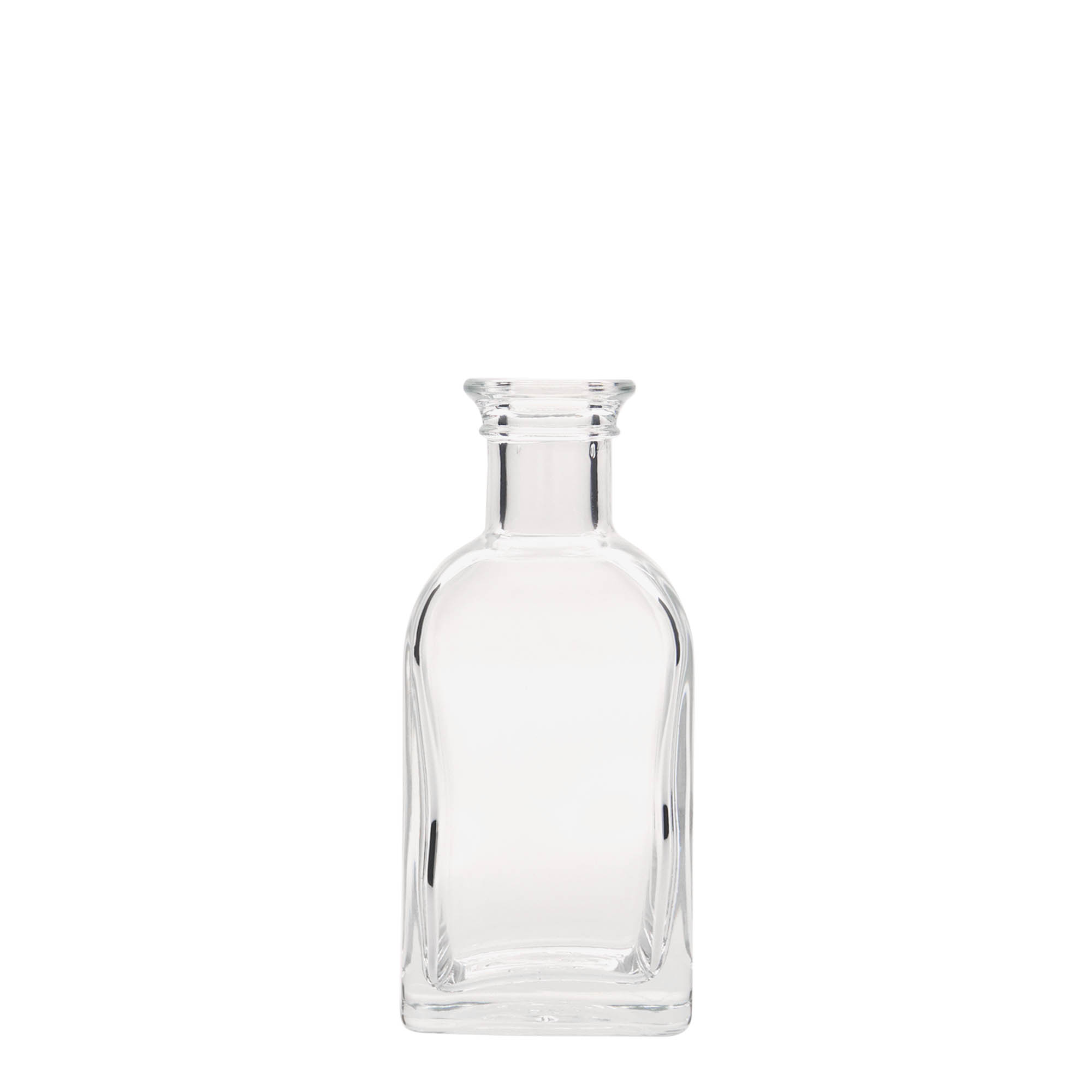Glazen fles Apotheker carré, 100 ml, vierkant, monding: kurk Glazen fles Apotheker carré, 100 ml, vierkant, monding: kurk