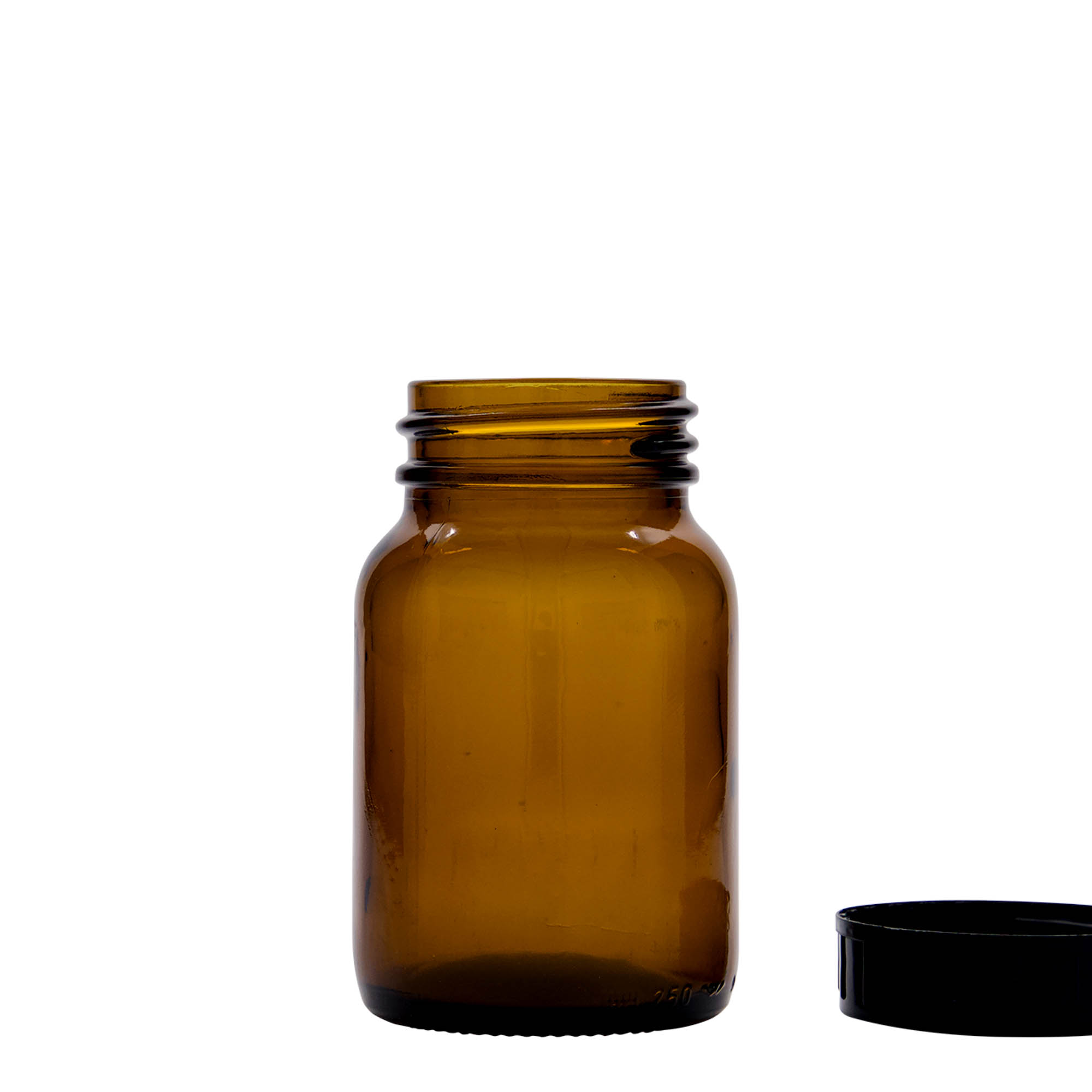 Pot met brede hals, 250 ml, bruin, monding: DIN 55