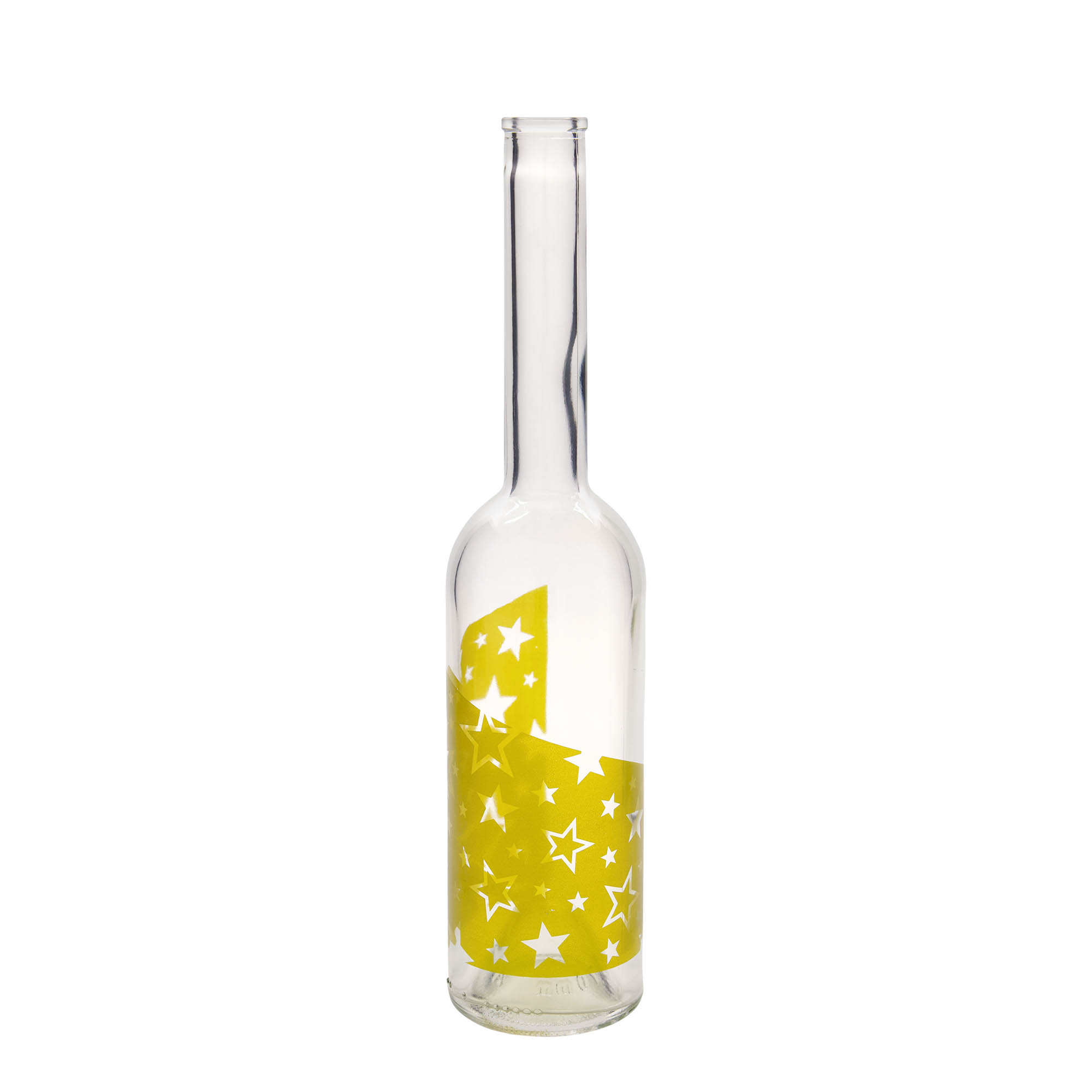 Bouteille en verre 500 ml 'Opera', motif : étoiles dorées, bouchage: bouchon Bouteille en verre 500 ml 'Opera', motif : étoiles dorées, bouchage: bouchon