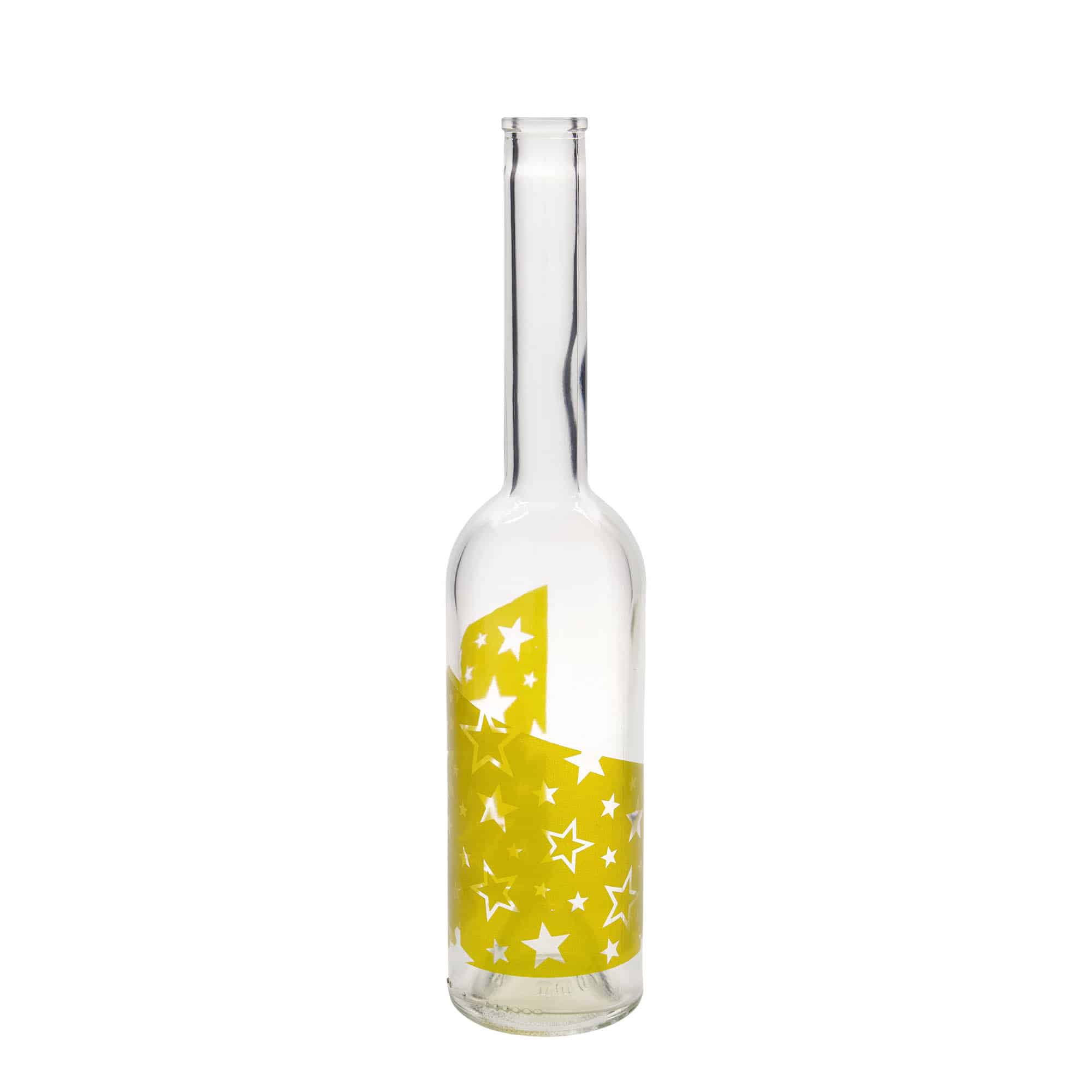 Glazen fles 'Opera', 500 ml, motief: Gouden sterren, monding: kurk