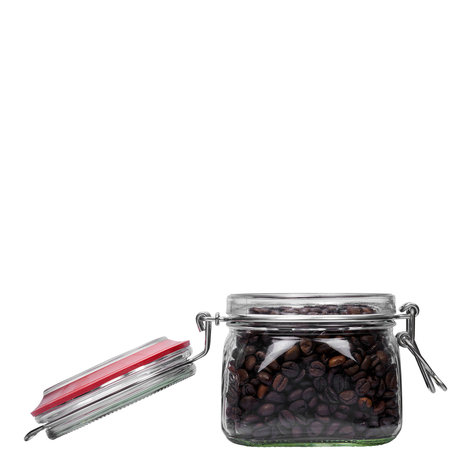 Bocal à fermeture mécanique 550 ml, carré, bouchage: bouchon mécanique