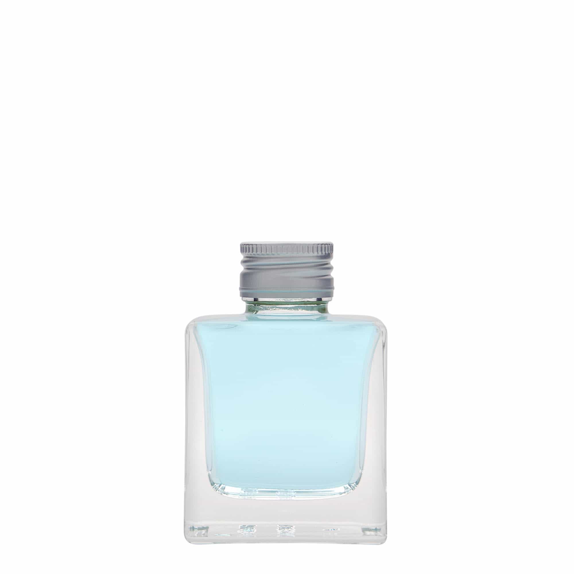 Glazen fles 'Cube', 100 ml, vierkant, monding: PP 28
