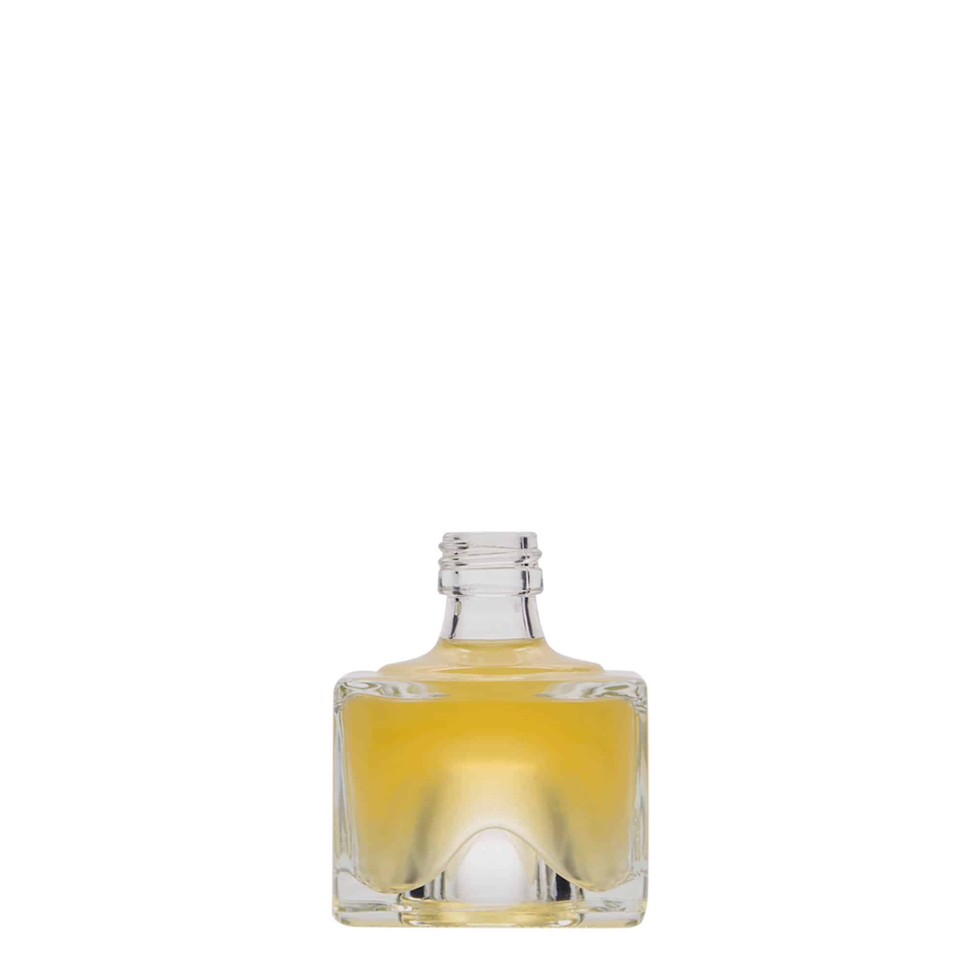 Glazen fles 'Cocolores', 40 ml, vierkant, monding: PP 18 Glazen fles 'Cocolores', 40 ml, vierkant, monding: PP 18