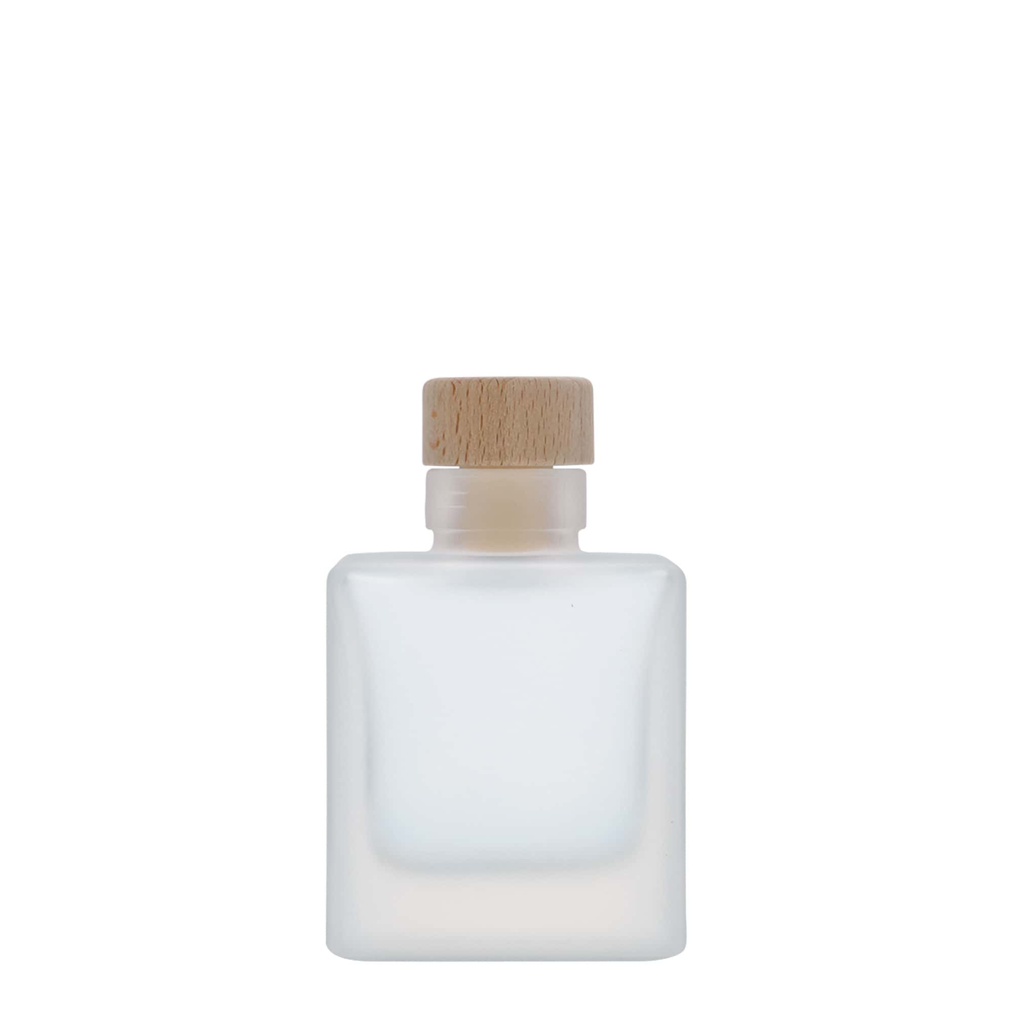 Bouteille en verre 100 ml 'Cube', carrée, glacée, bouchage: bouchon
