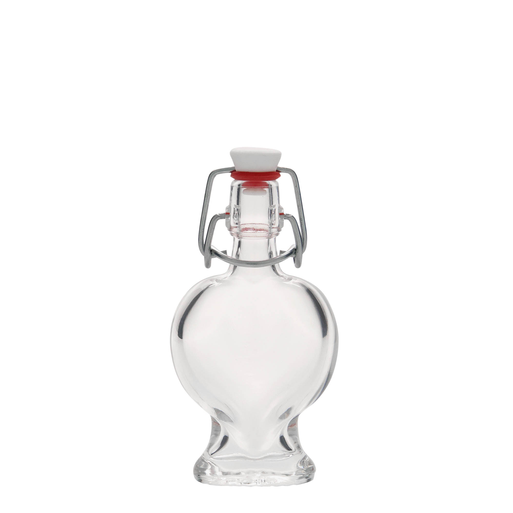Glazen fles 'Hart', 40 ml,monding: beugelsluiting Glazen fles 'Hart', 40 ml,monding: beugelsluiting
