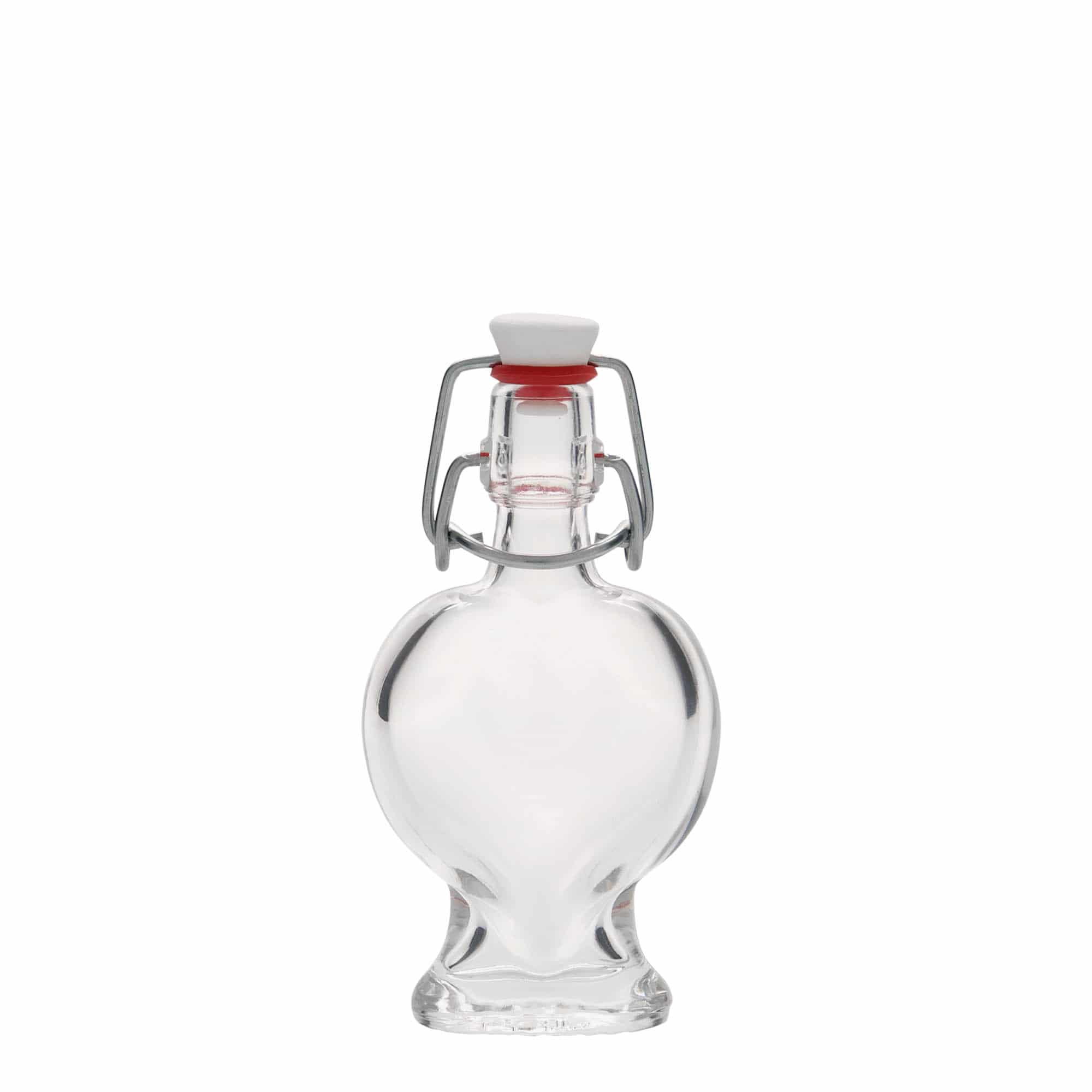 Glazen fles 'Hart', 40 ml,monding: beugelsluiting