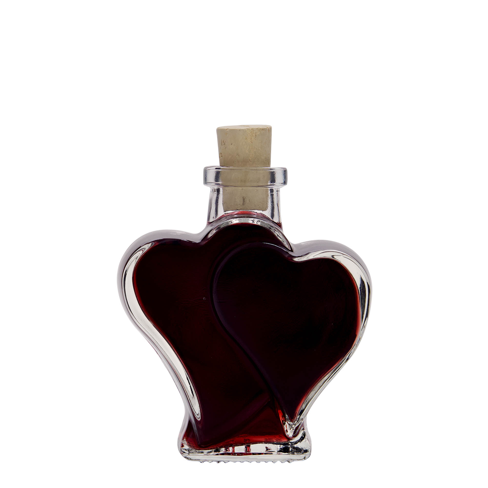 Bouteille en verre 200 ml 'Double-cœur', bouchage: bouchon