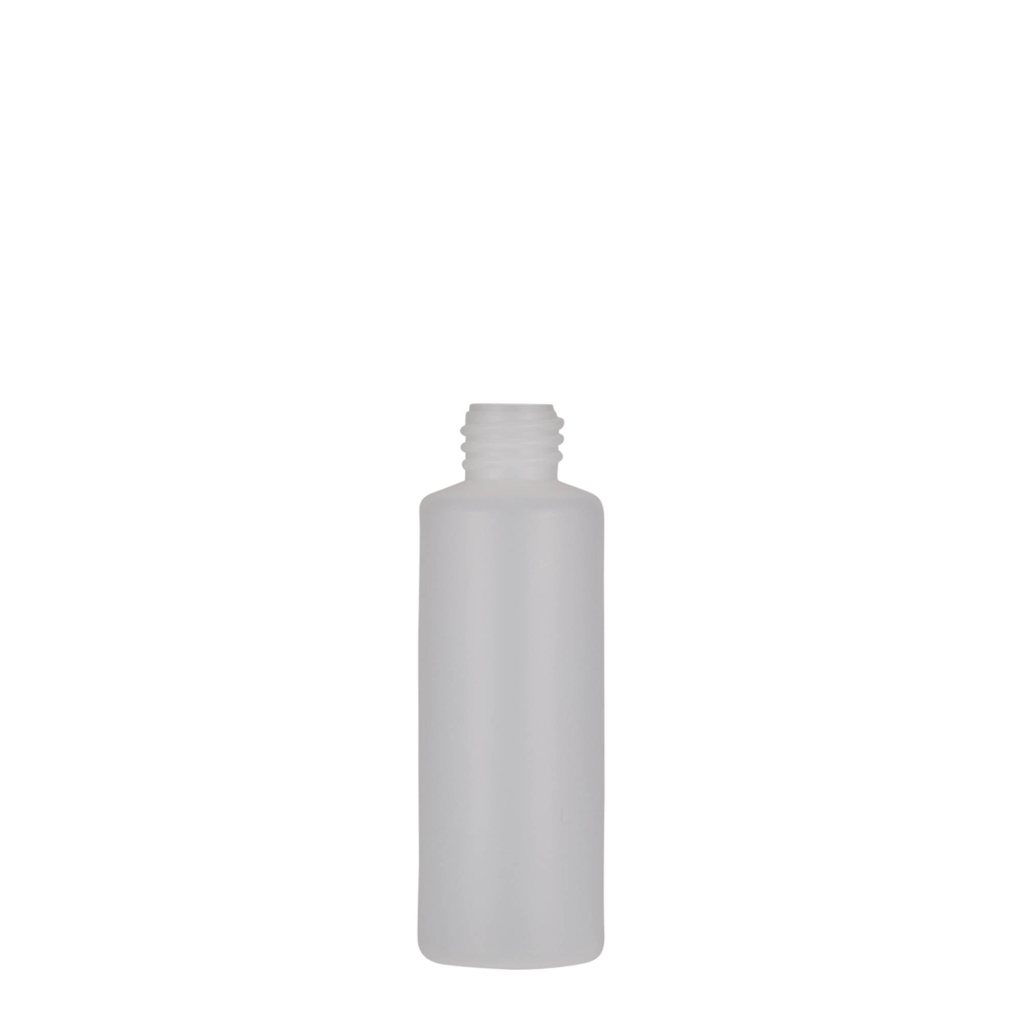 Ronde fles, 50 ml, PE-kunststof, naturel, monding: schroefsluiting