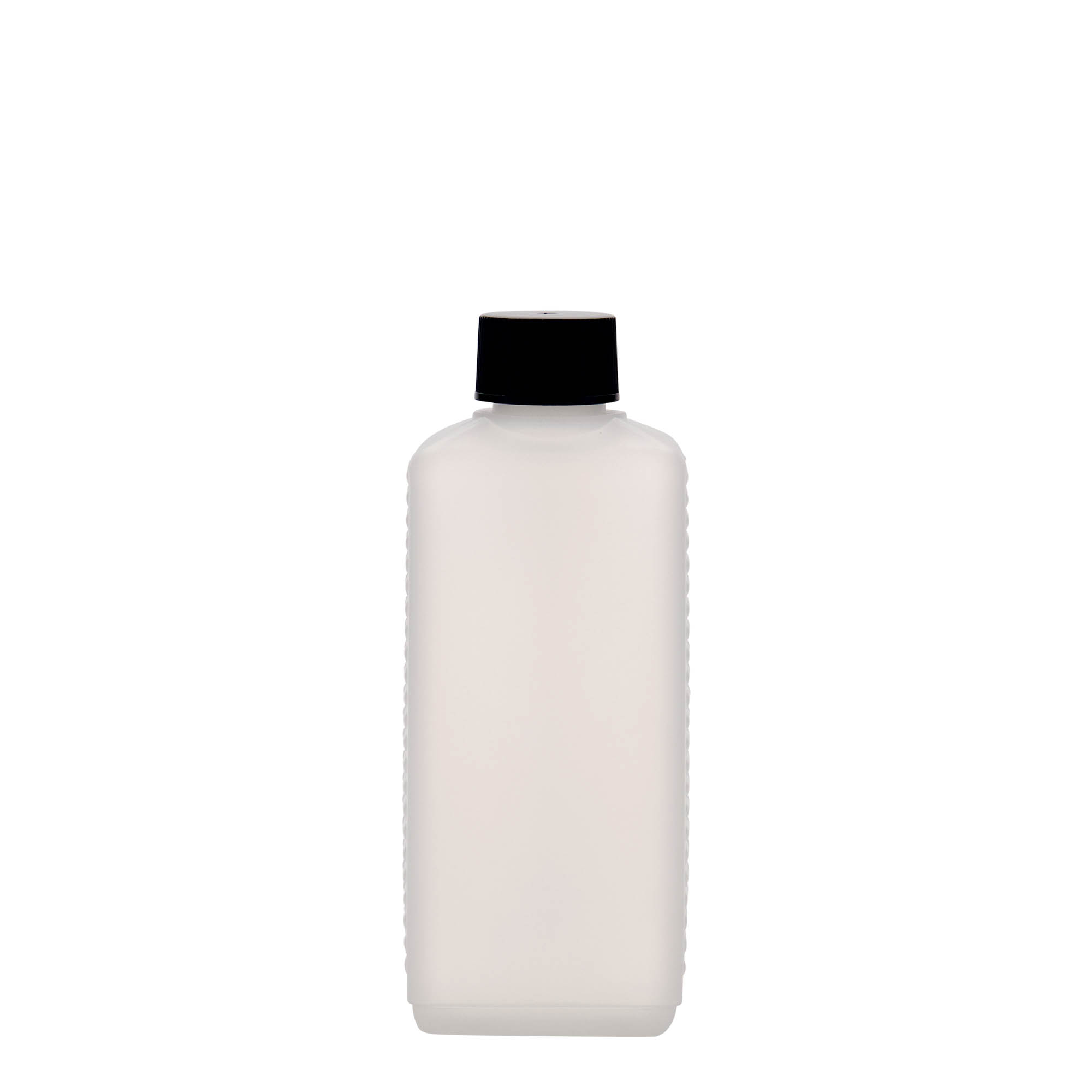 Bouteille bidon 250 ml, rectangulaire, plastique PEHD, nature, bouchage: DIN 25 EPE Bouteille bidon 250 ml, rectangulaire, plastique PEHD, nature, bouchage: DIN 25 EPE