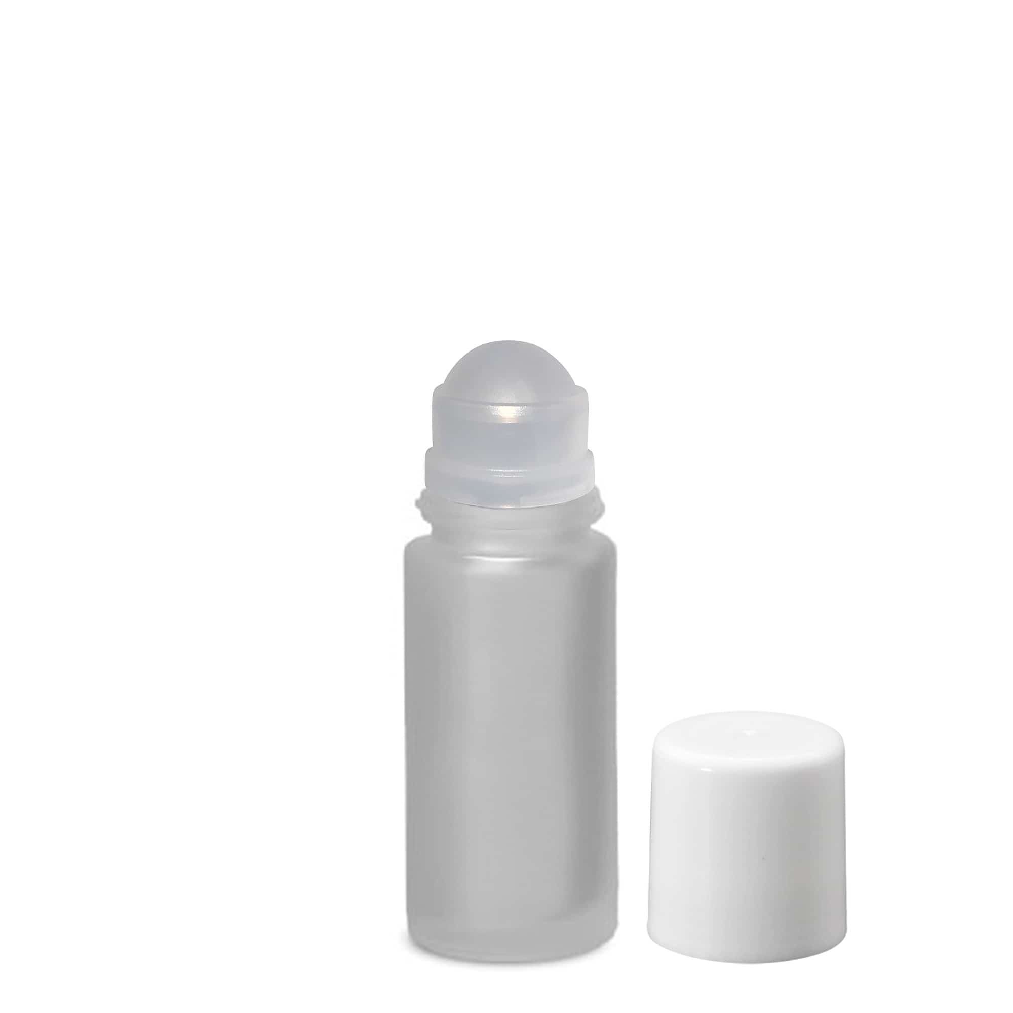 Flacon roll-on 50 ml, verre, givré, goulot : bouchon à vis