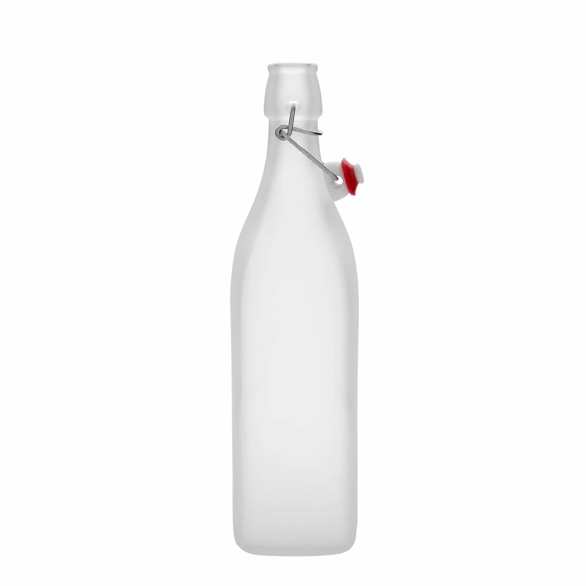 Glazen fles 'Swing', 1.000 ml, vierkant, wit, monding: beugelsluiting