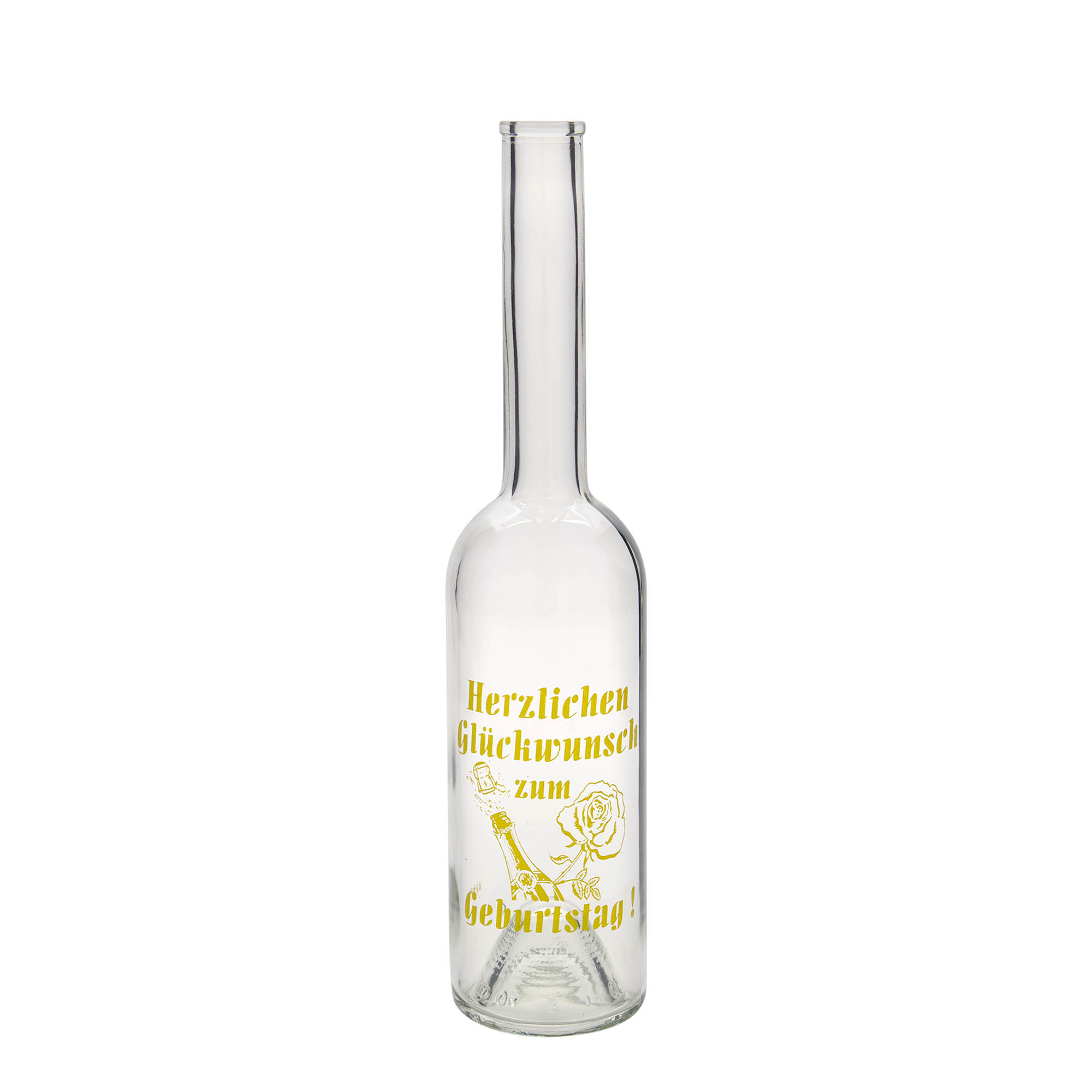 Glazen fles 'Opera', 500 ml, motief: Apple, monding: kurk Glazen fles 'Opera', 500 ml, motief: Apple, monding: kurk