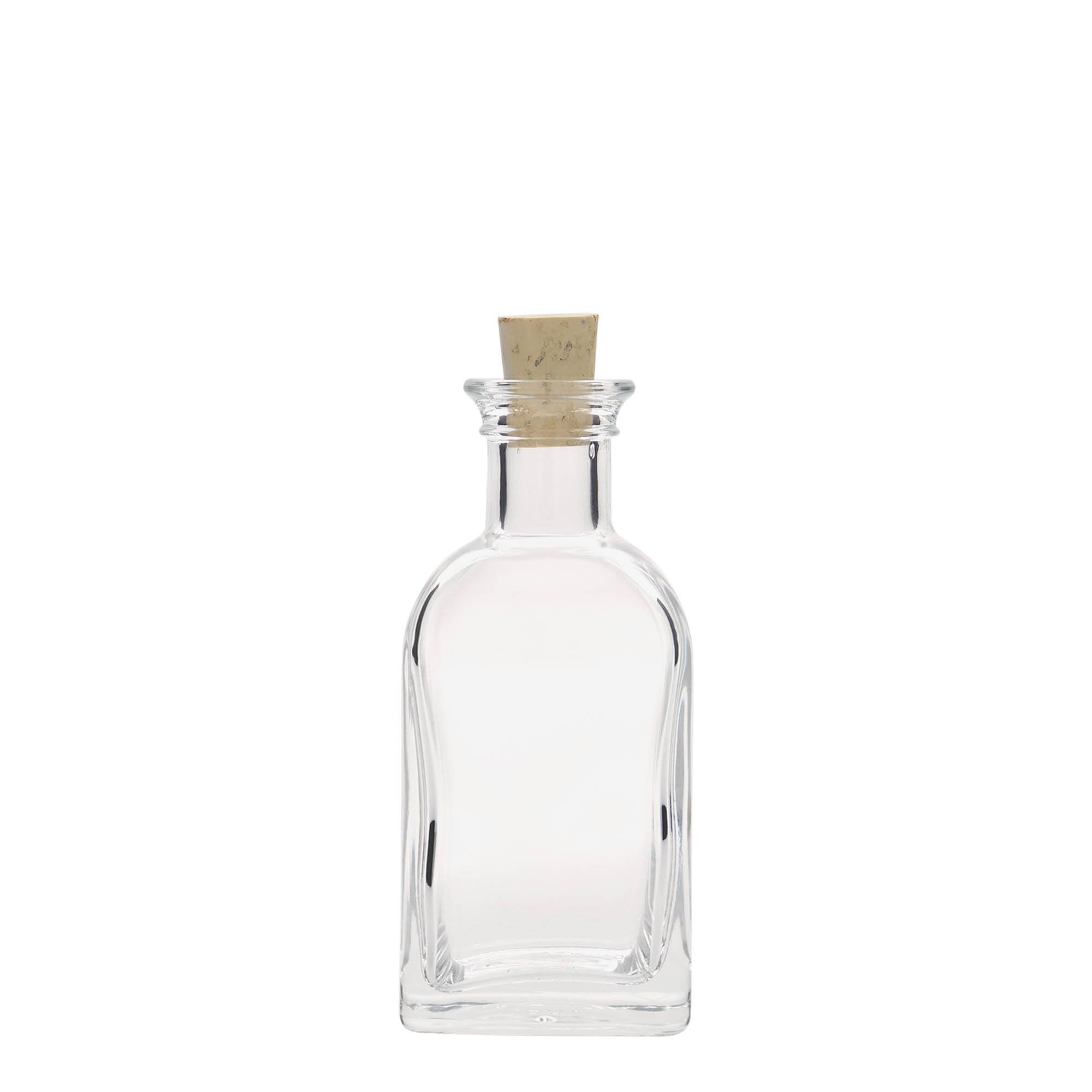 Glazen fles Apotheker carré, 100 ml, vierkant, monding: kurk Glazen fles Apotheker carré, 100 ml, vierkant, monding: kurk